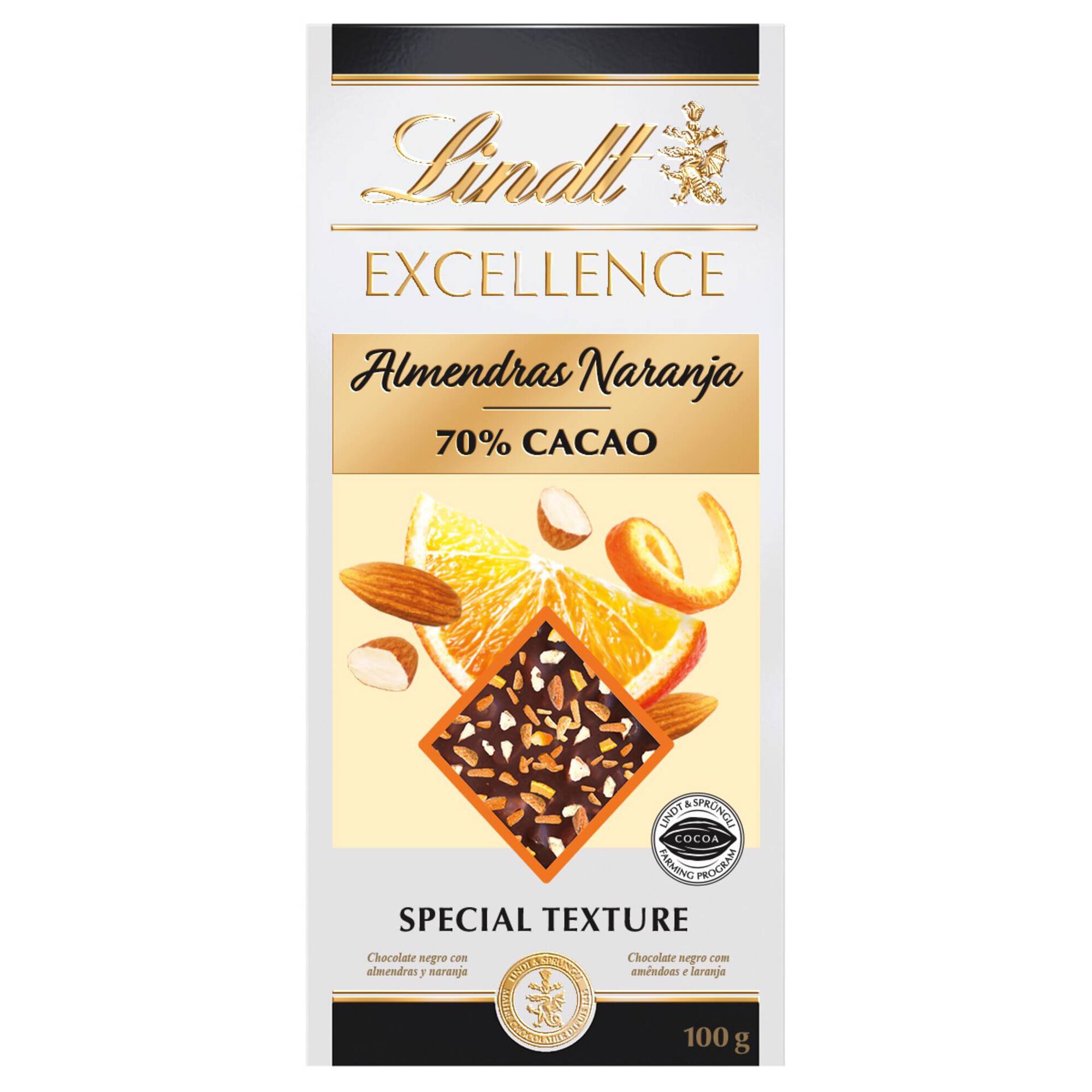 Tablete de Chocolate Negro Excellence com Laranja e Amêndoa 70% Cacau