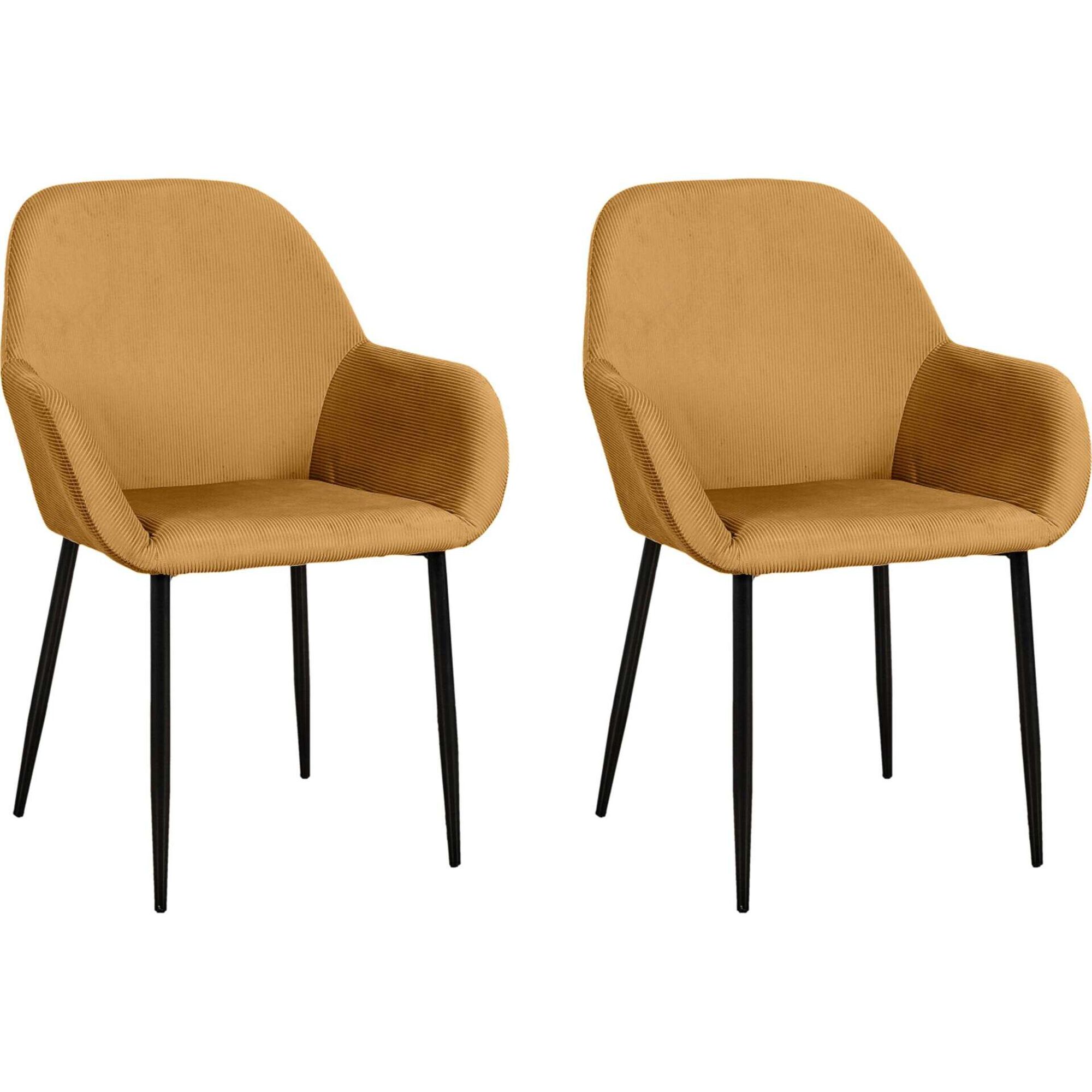 Conjunto de 2 Cadeiras Estofadas Amarelo Giulia