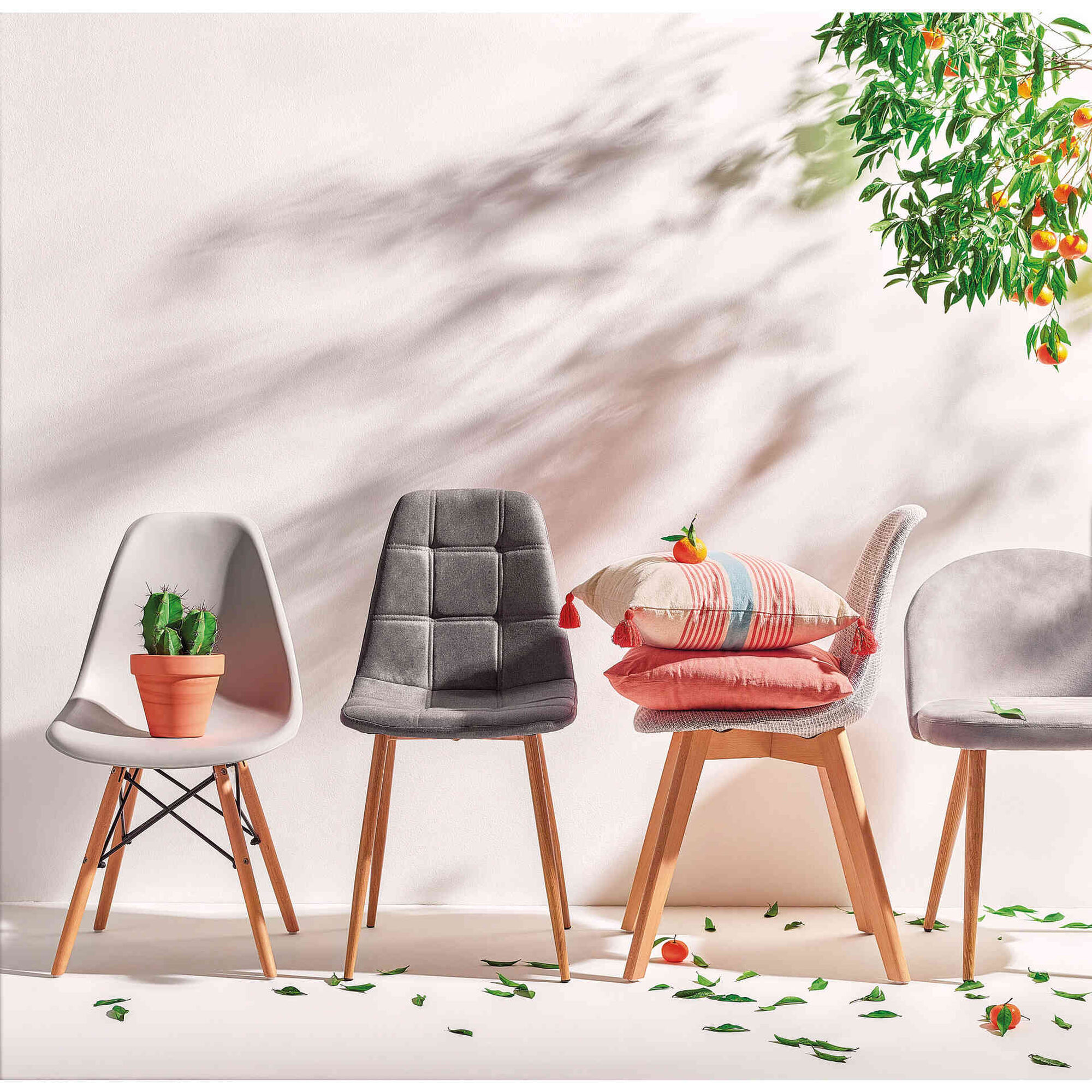 Cadeira Estofada Cinza Milan Kasa