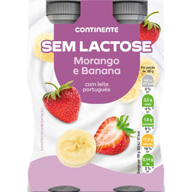 Iogurte L&iacute;quido Morango e Banana sem Lactose Continente