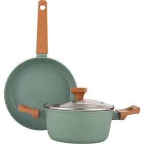 Conjunto Ca&ccedil;arola 20cm e Frigideira 24cm Verde Kasa