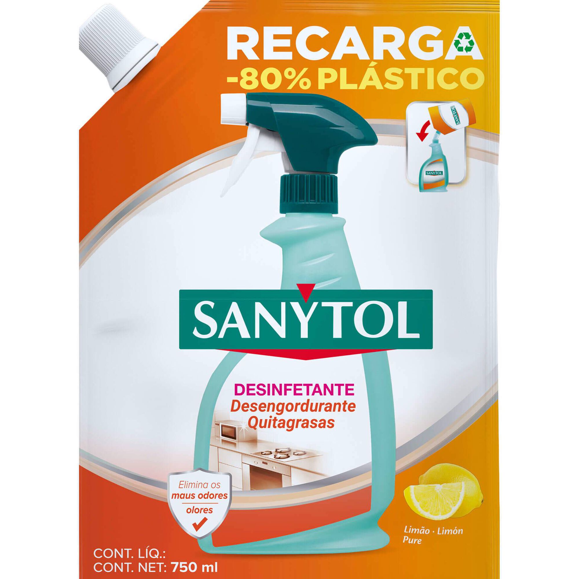 Recarga Spray Cozinha Desinfetante Desengordurante Sanytol