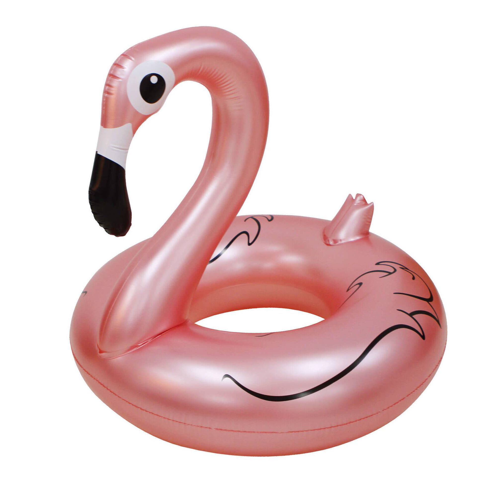 Bóia Anel Flamingo Rosa Dourada