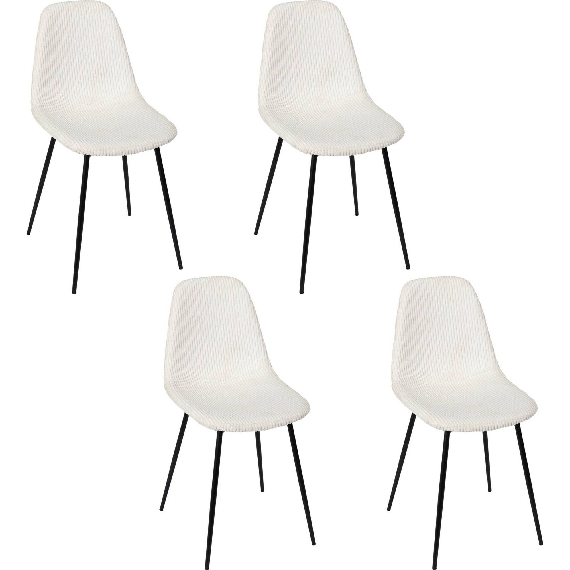 Conjunto de 4 Cadeiras Estofadas Bege Scott