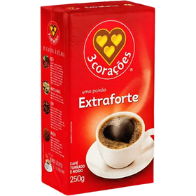 Caf&eacute; Mo&iacute;do Torrado Moagem Fina Extra Forte 3 Cora&ccedil;&otilde;es
