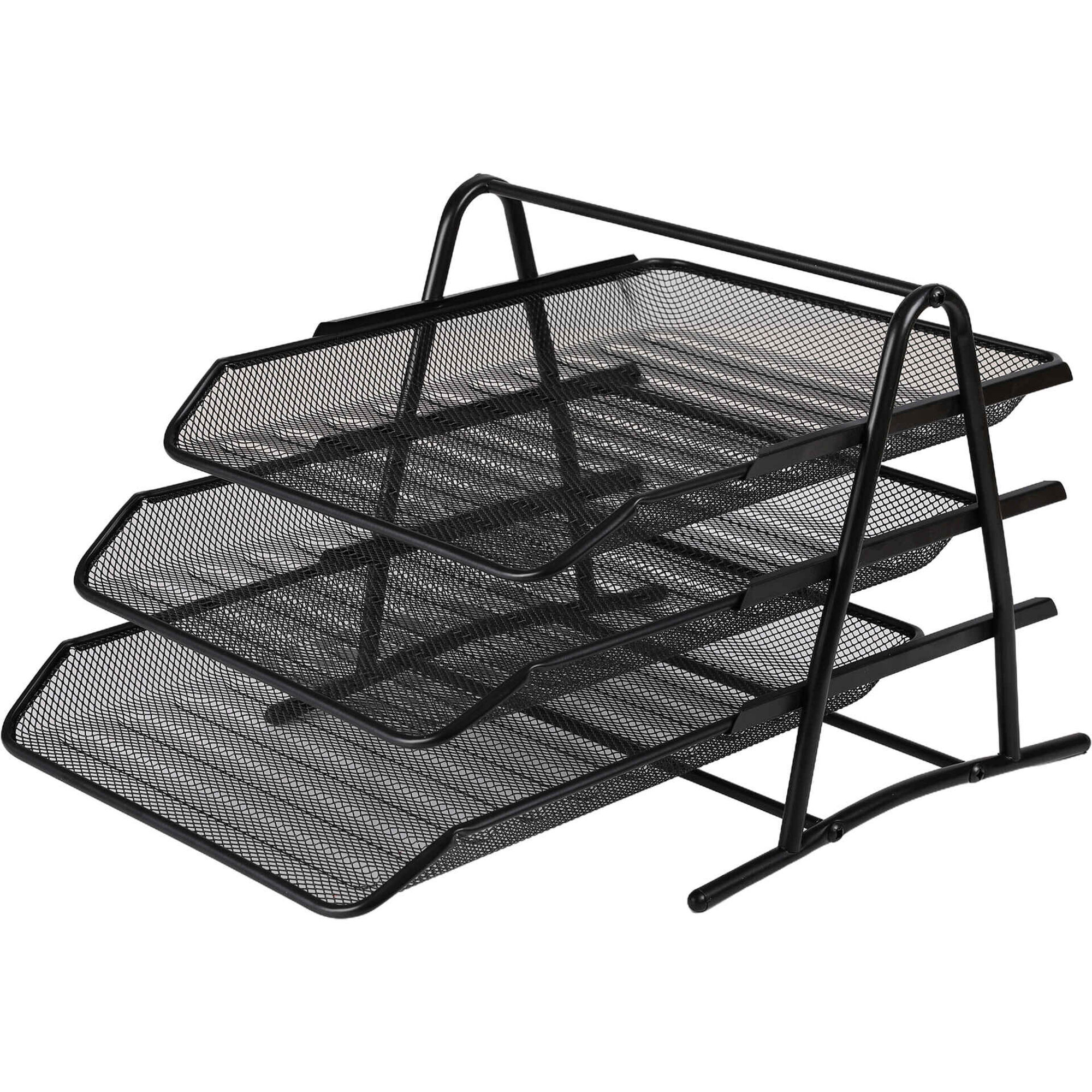 Tabuleiro Metal com Suporte 3 Divisórias Preto