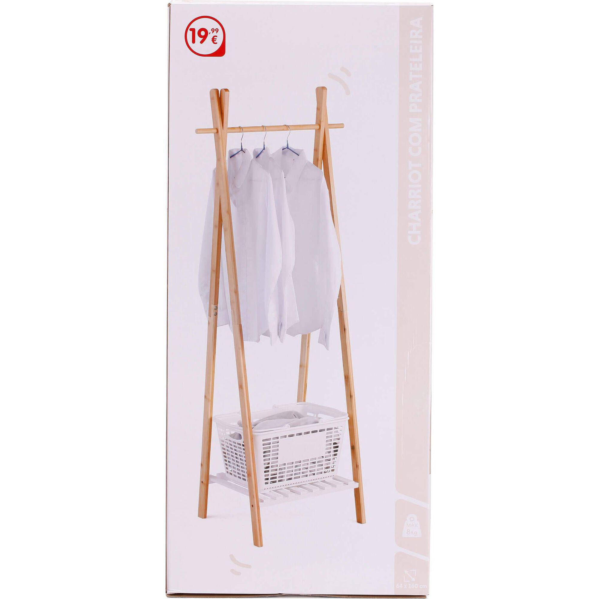 Suporte para Cabides em Bambu com Prateleira Bazar&atilde;o
