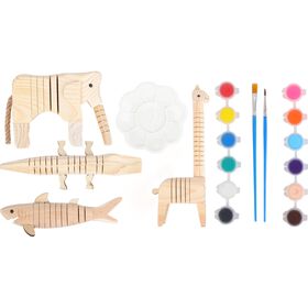 Kit de  Animais 3D em Madeira Pintura