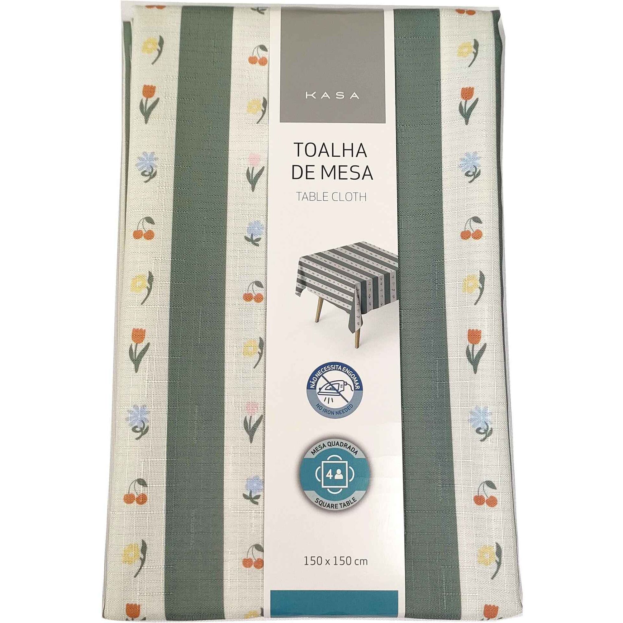 Toalha Mesa Barras Verde Kasa