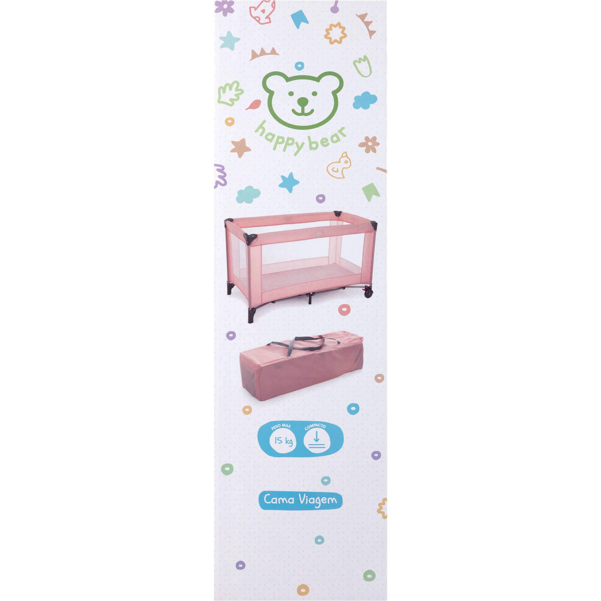 Cama de Viagem Rosa Happy Bear