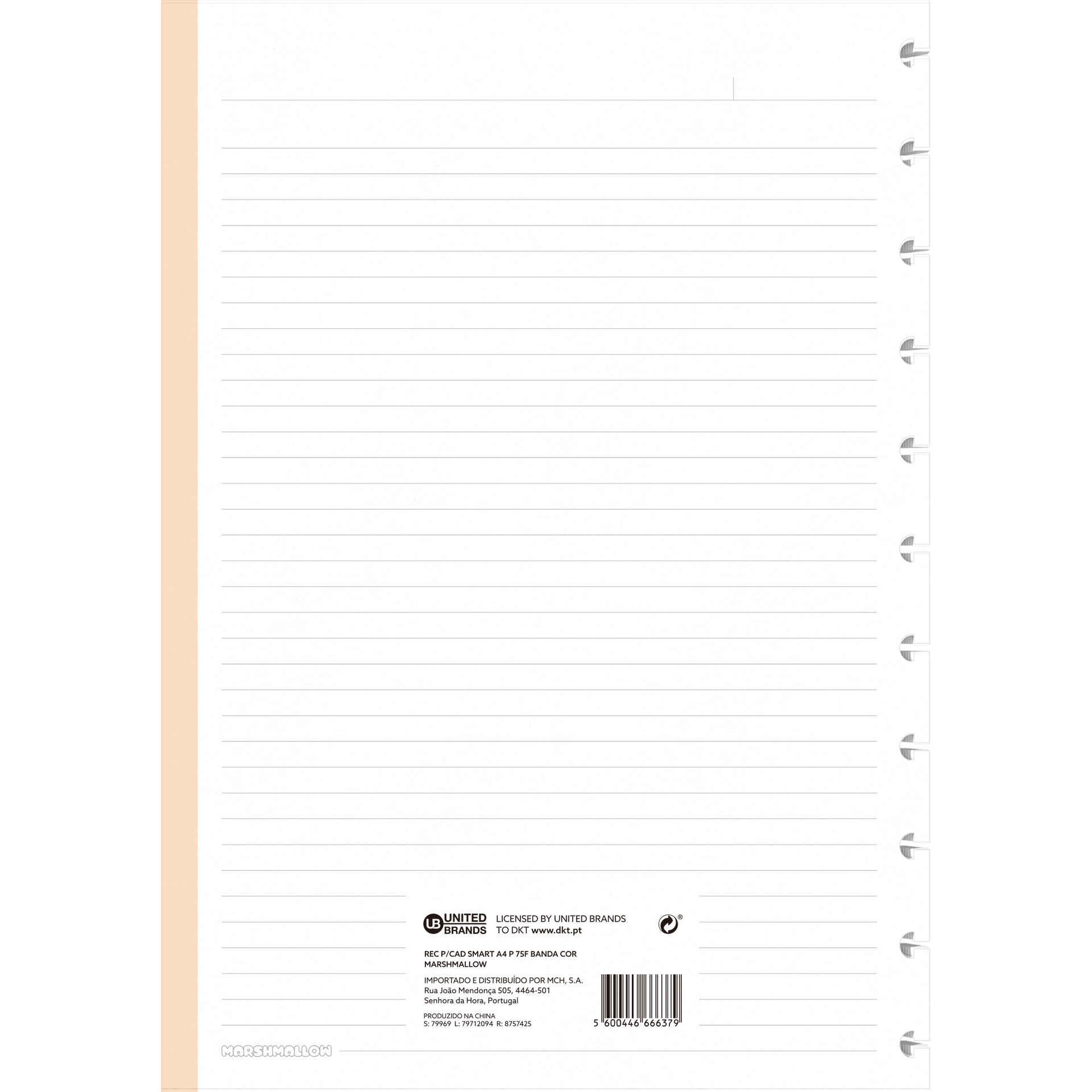 Recarga Papel A4 Pautado para Caderno Smart