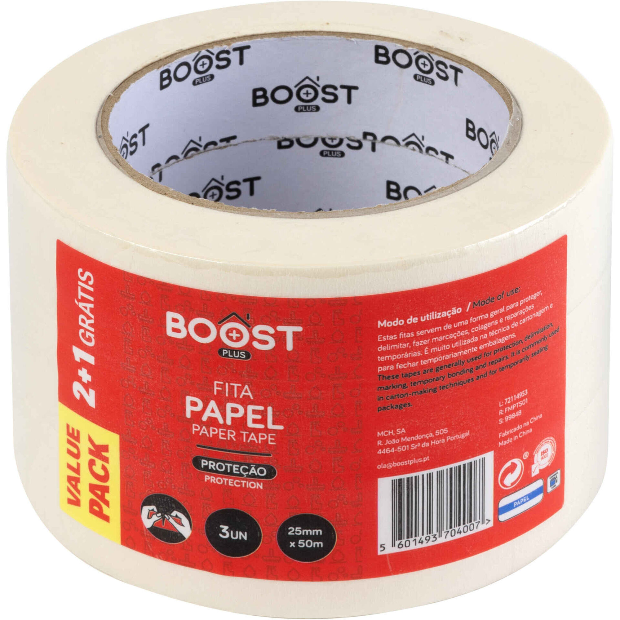 Conjunto 3 Fitas Papel 25mmx50m Boost