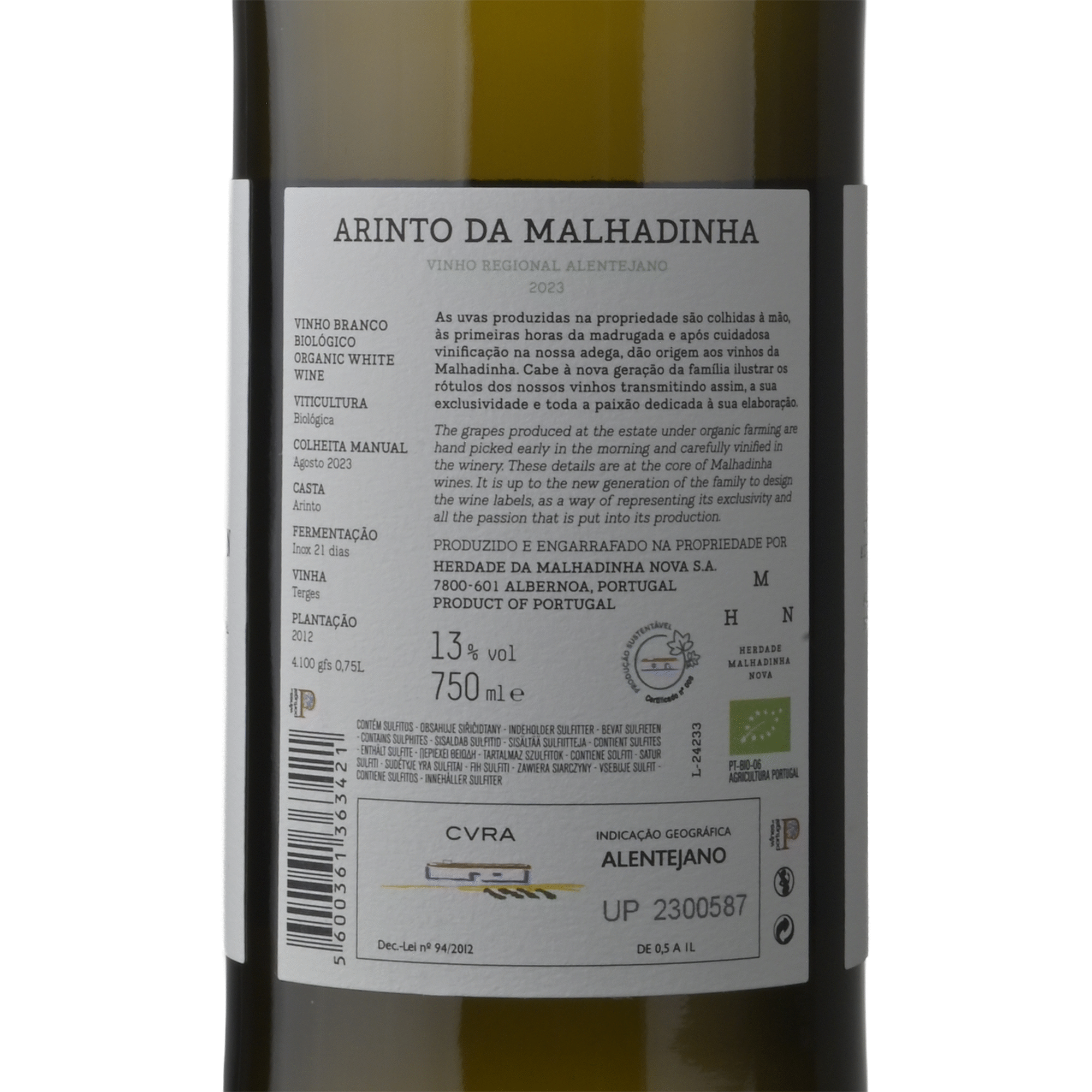 Arinto da Malhadinha Vinha de Terges Vinho Branco