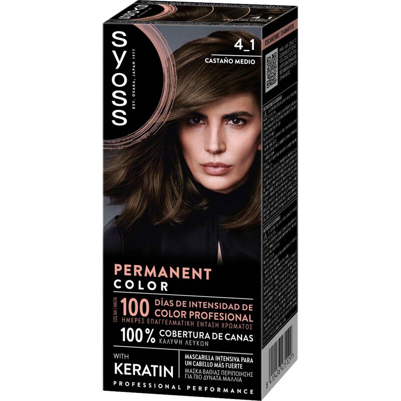 Coloração Permanente Permanent Color Castanho Médio 4-1 Syoss