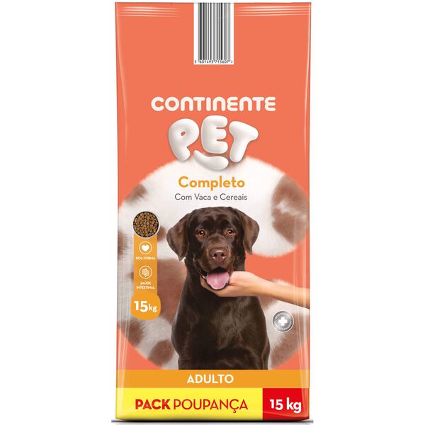 Ração para Cão Adulto Completo Croquetes Vaca e Cereais Pack Poupança Continente Pet