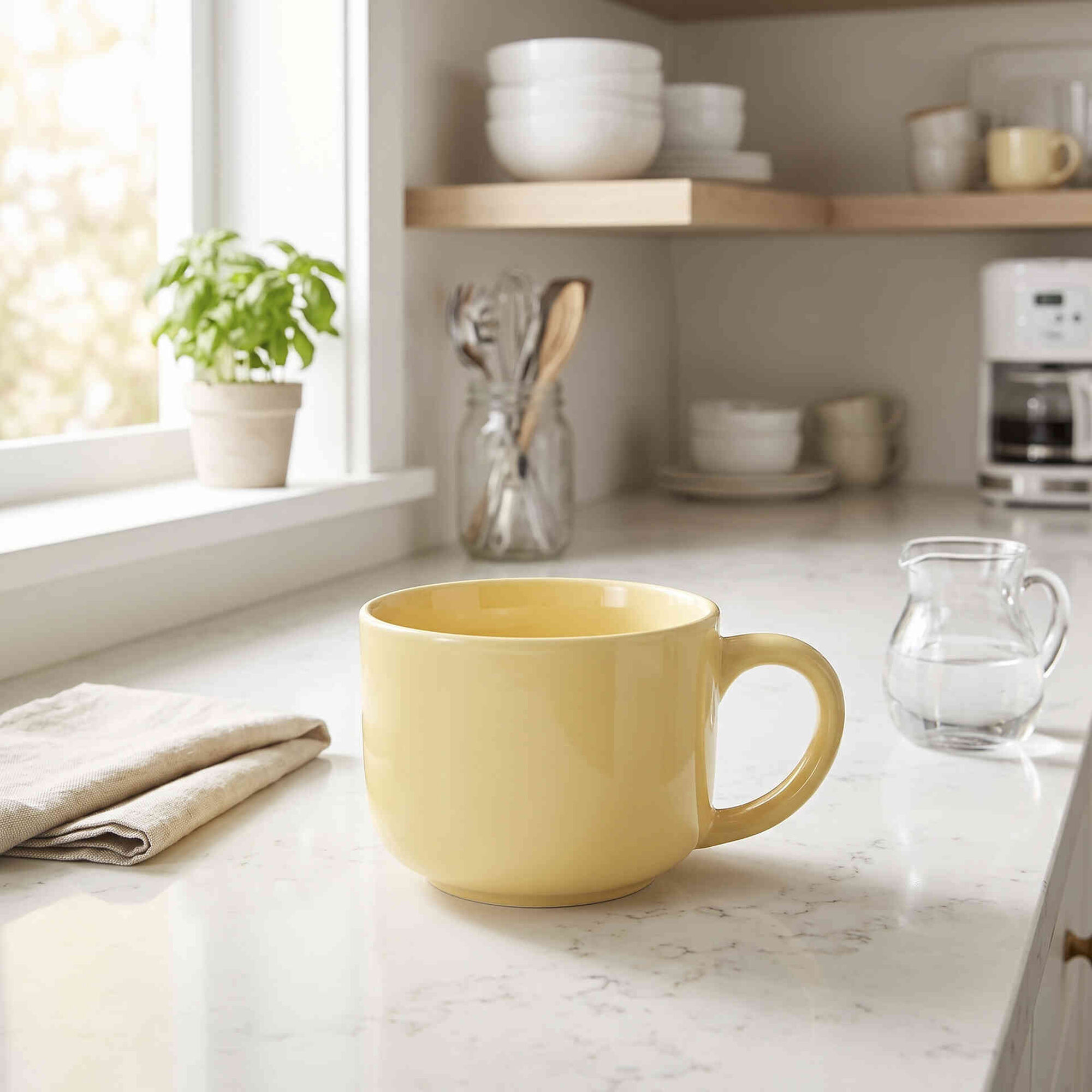Caneca Jumbo 640ml Amarela Jardim Secreto Kasa