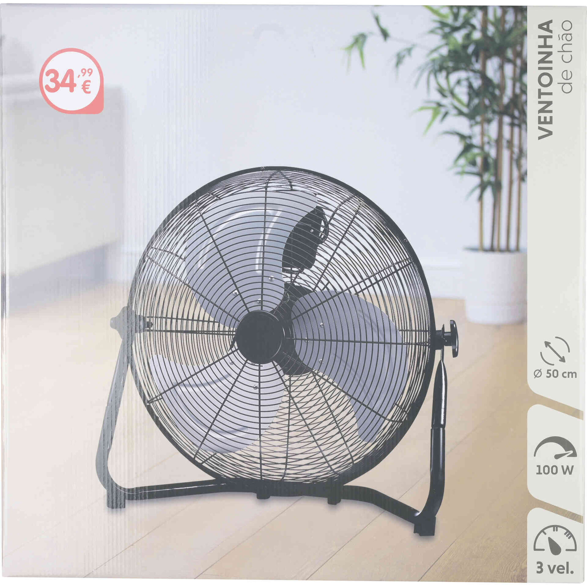 Ventoinha de Ch&atilde;o Metal 45cm Bazar&atilde;o