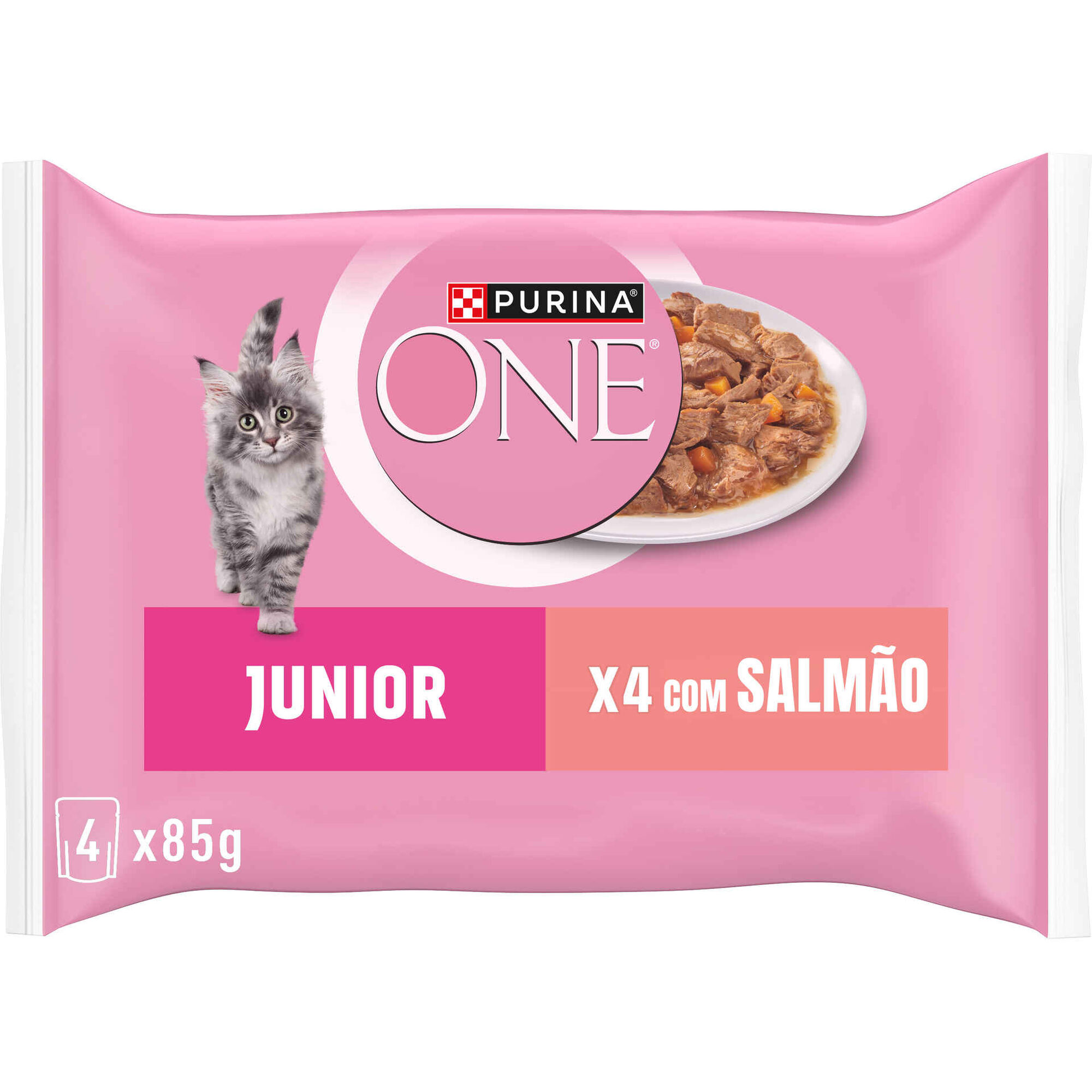 Comida H&uacute;mida para Gato J&uacute;nior Salm&atilde;o Saquetas Purina One