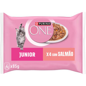Comida H&uacute;mida para Gato J&uacute;nior Salm&atilde;o Saquetas Purina One