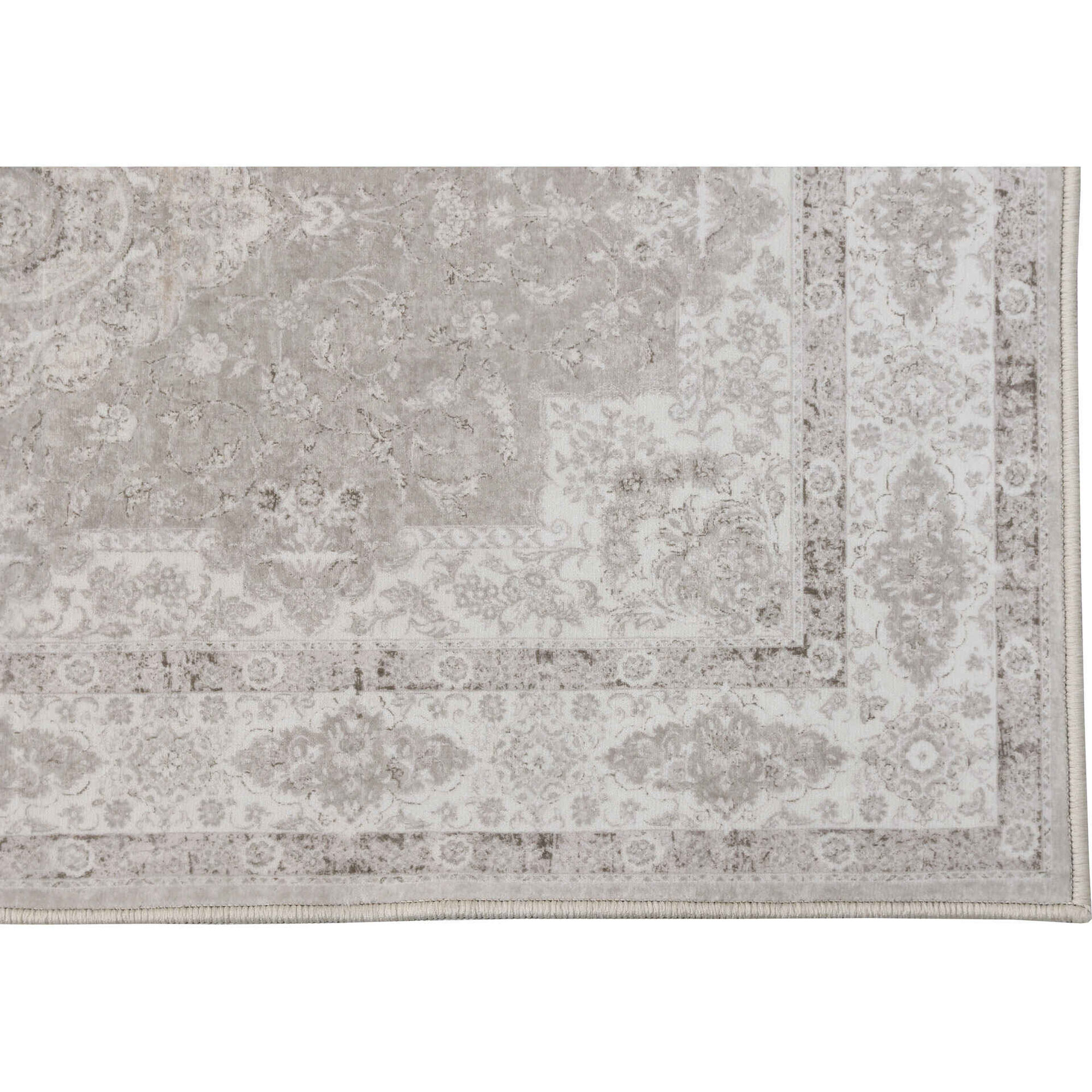 Tapete Desgastado Cinza e Branco Kasa