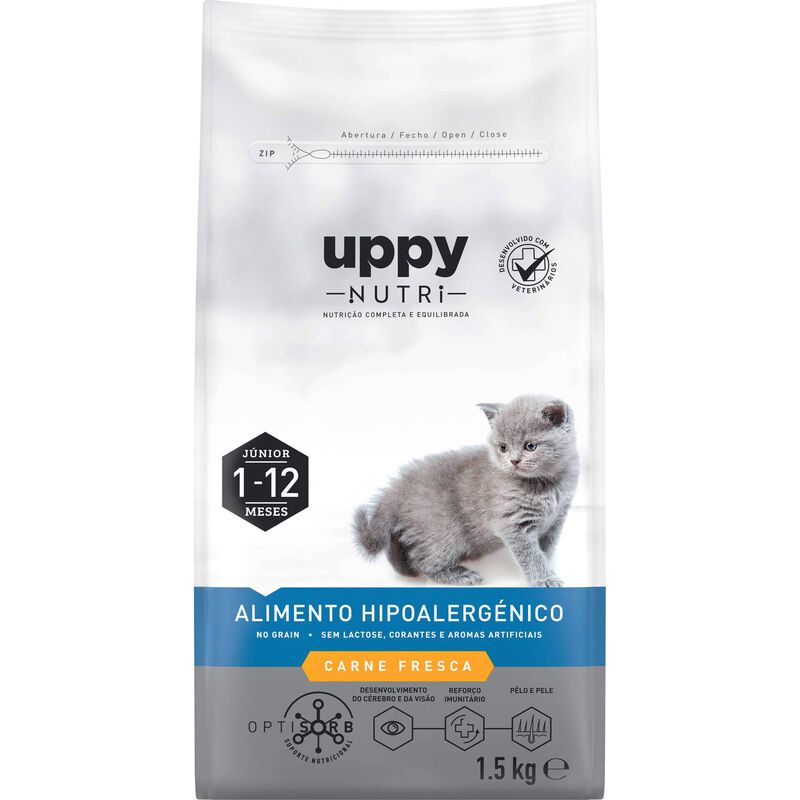 Ração para Gato Júnior Hipoalergénica Sem Cereais Frango Uppy Nutri