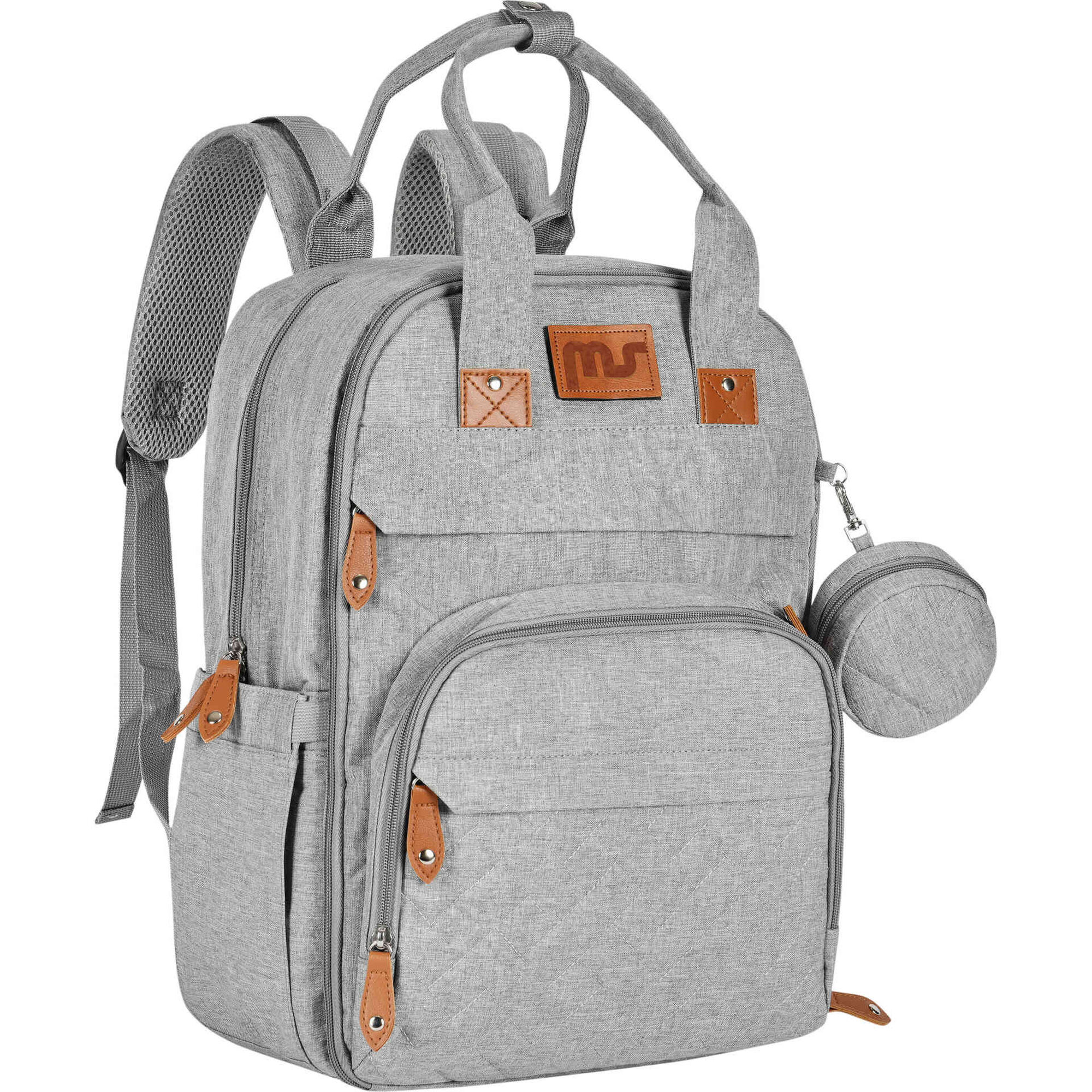 Mochila com Muda Fraldas Cinza Clara