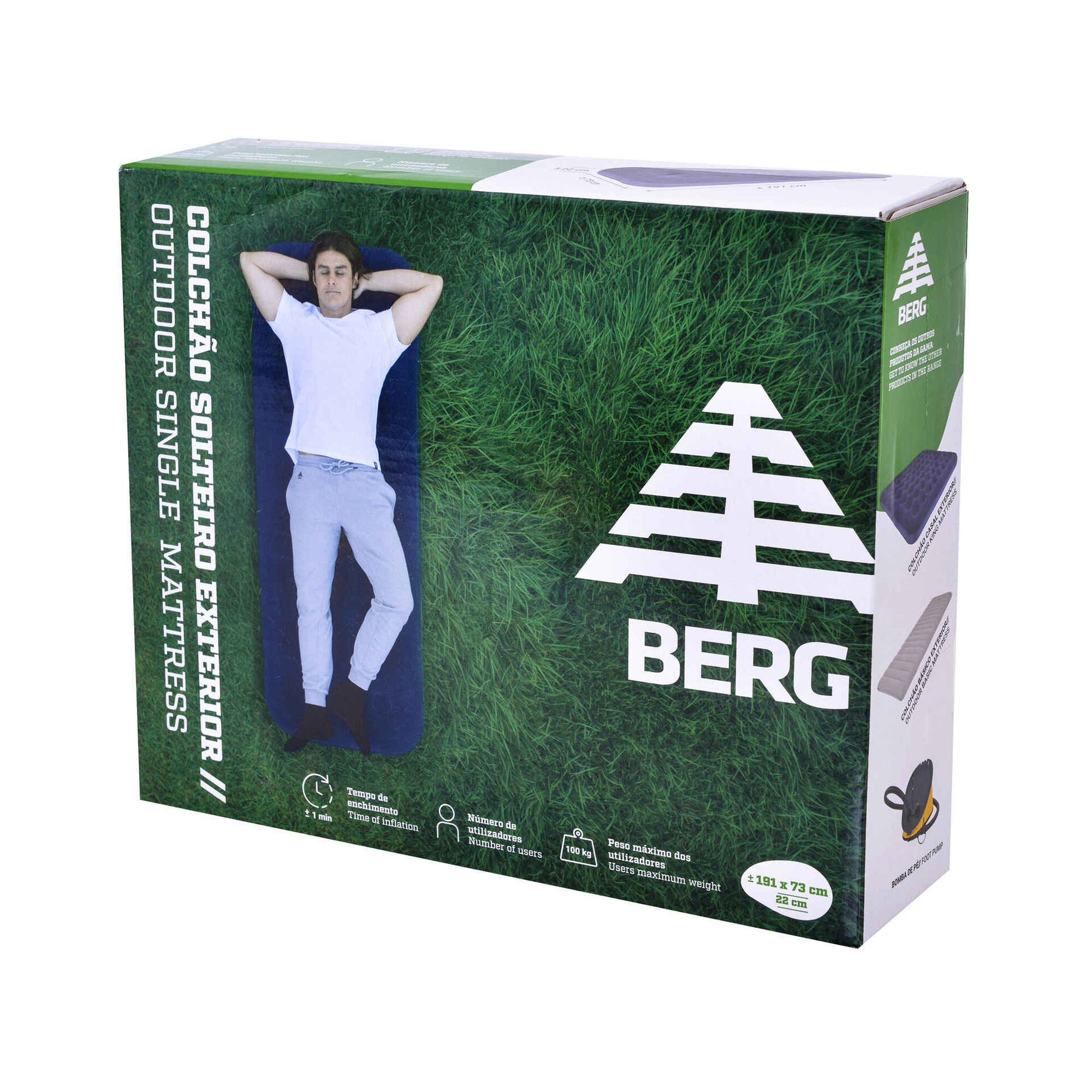 Colch&atilde;o Insufl&aacute;vel Solteiro Outdoor Berg