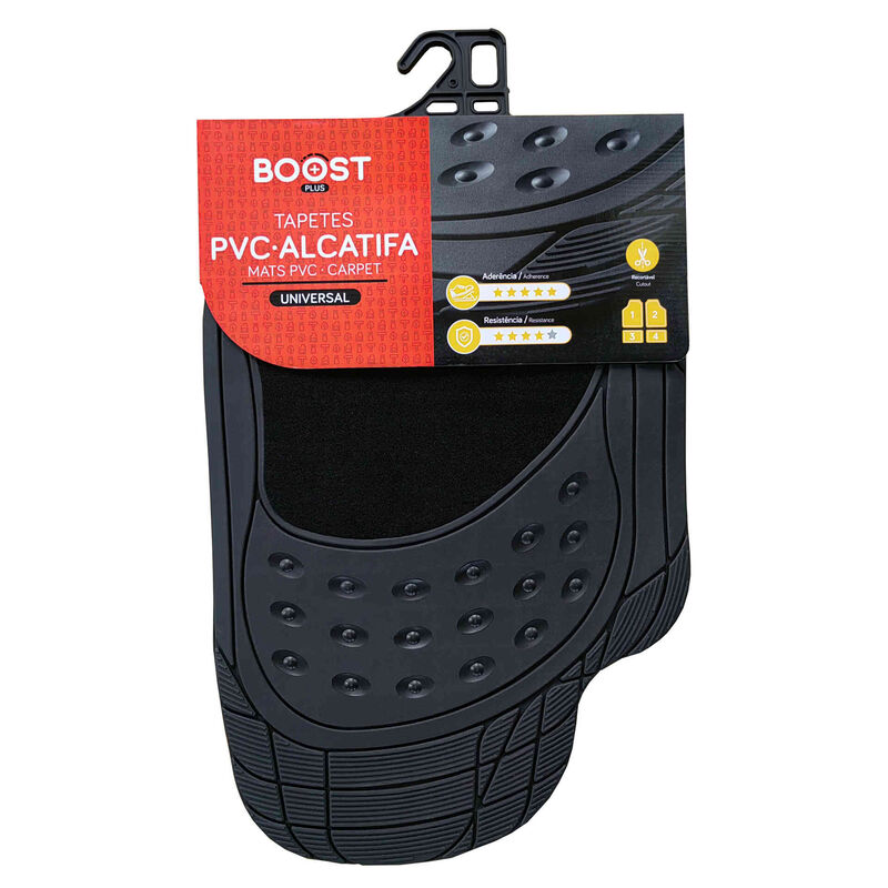 Tapetes Auto Universal Recortável PVC e Alcatifa Boost