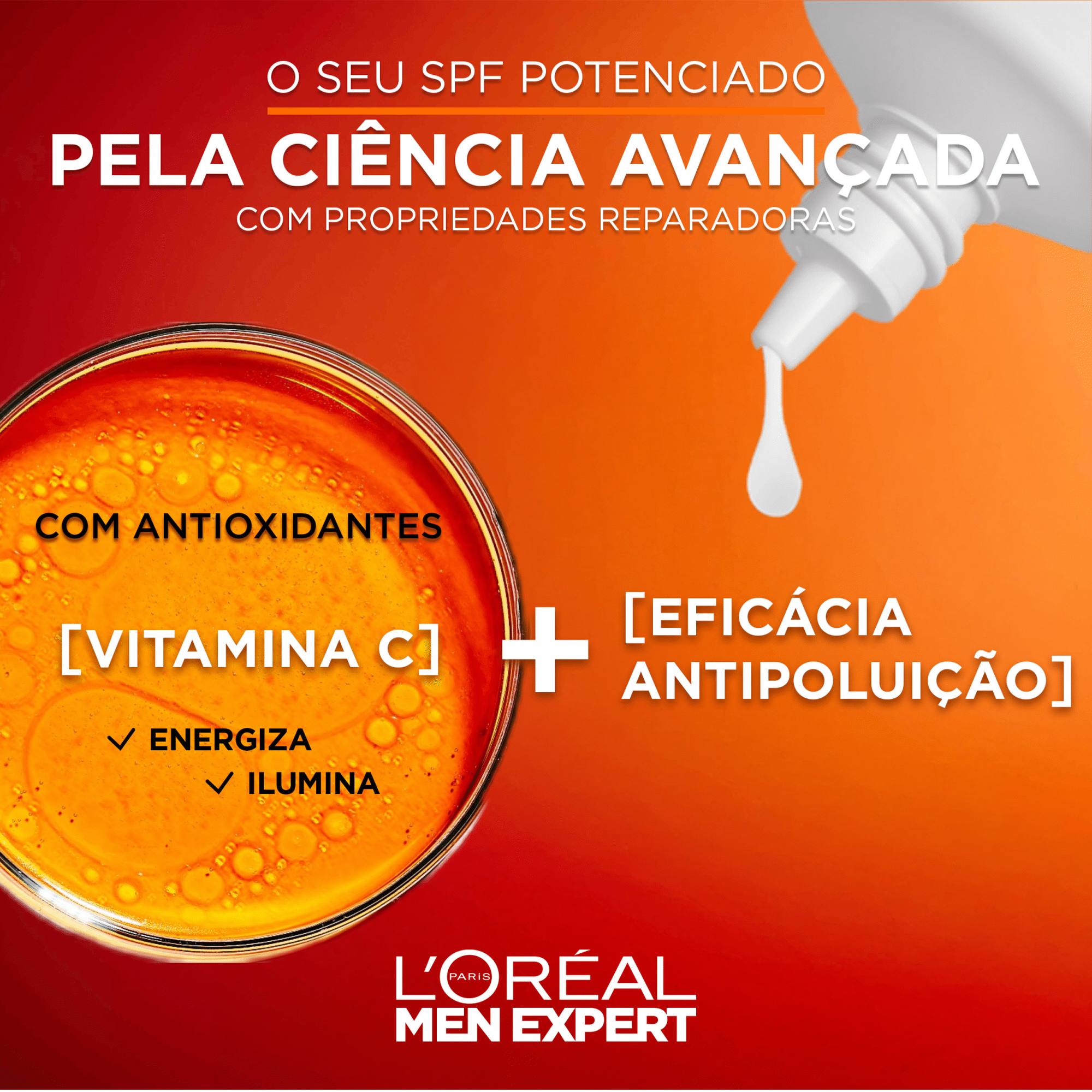 Flu&iacute;do de Rosto Hydra Energetic FPS 50+ L'Or&eacute;al Paris Men Expert