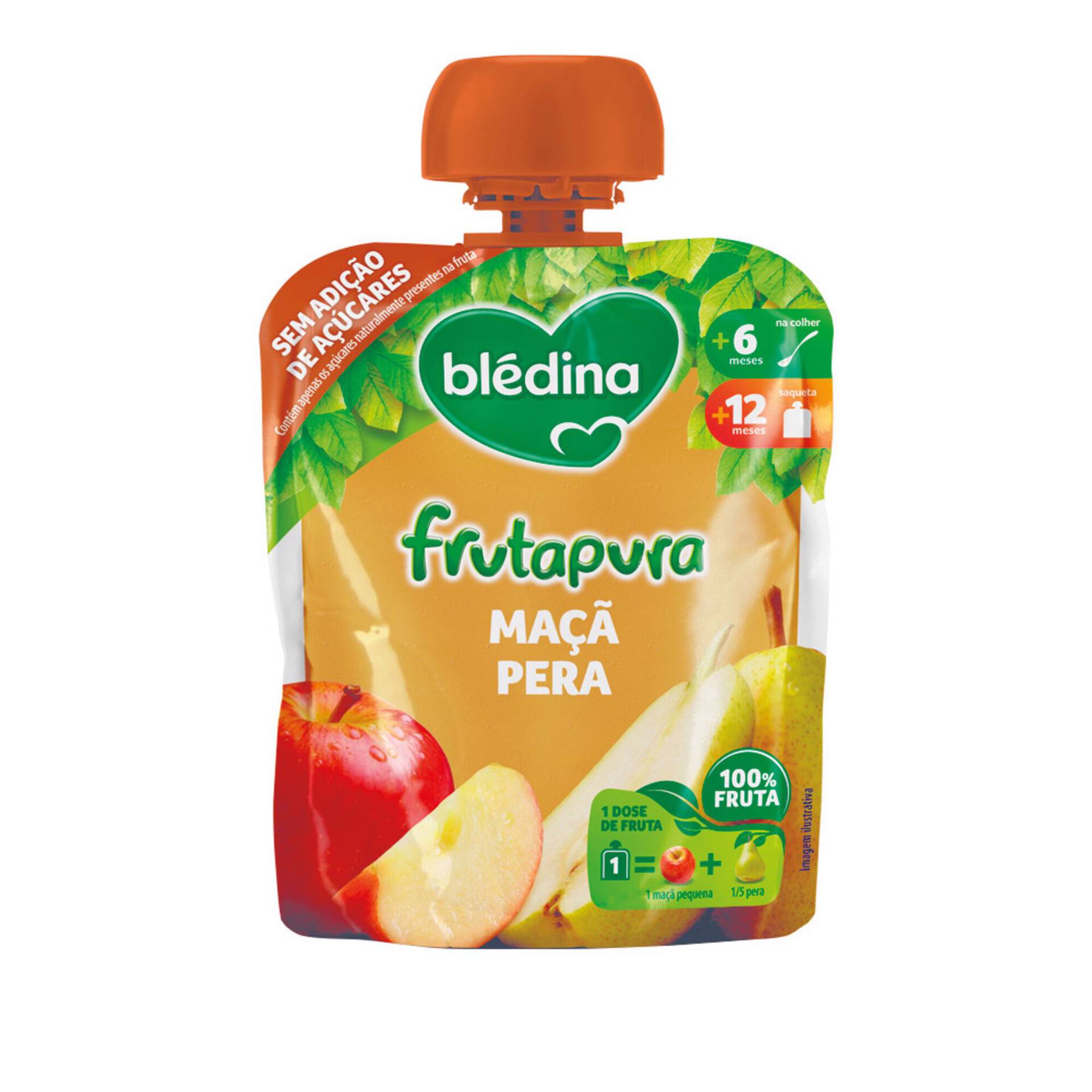 Saqueta de Fruta Maçã Pera Frutapura +6 Meses Saqueta de Fruta Maçã Pera Frutapura +6 Meses