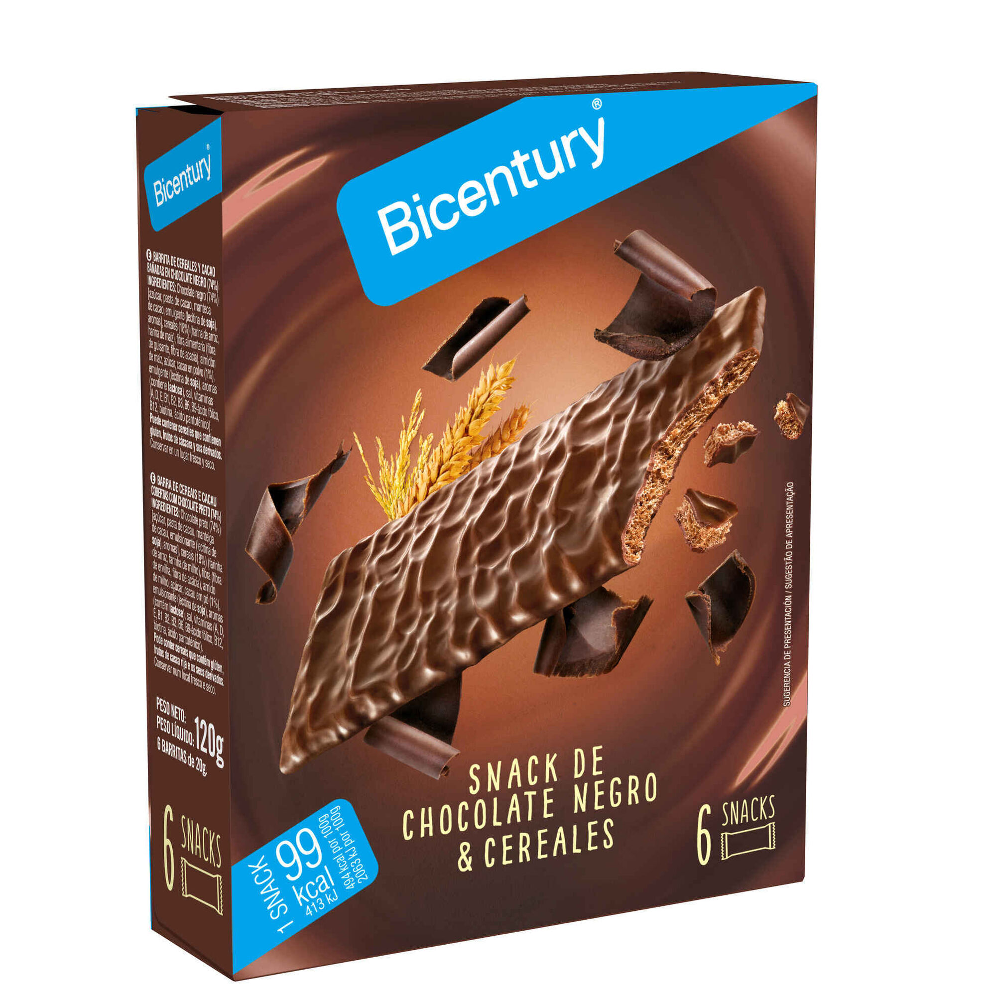 Barras de Cereais de Chocolate Negro
