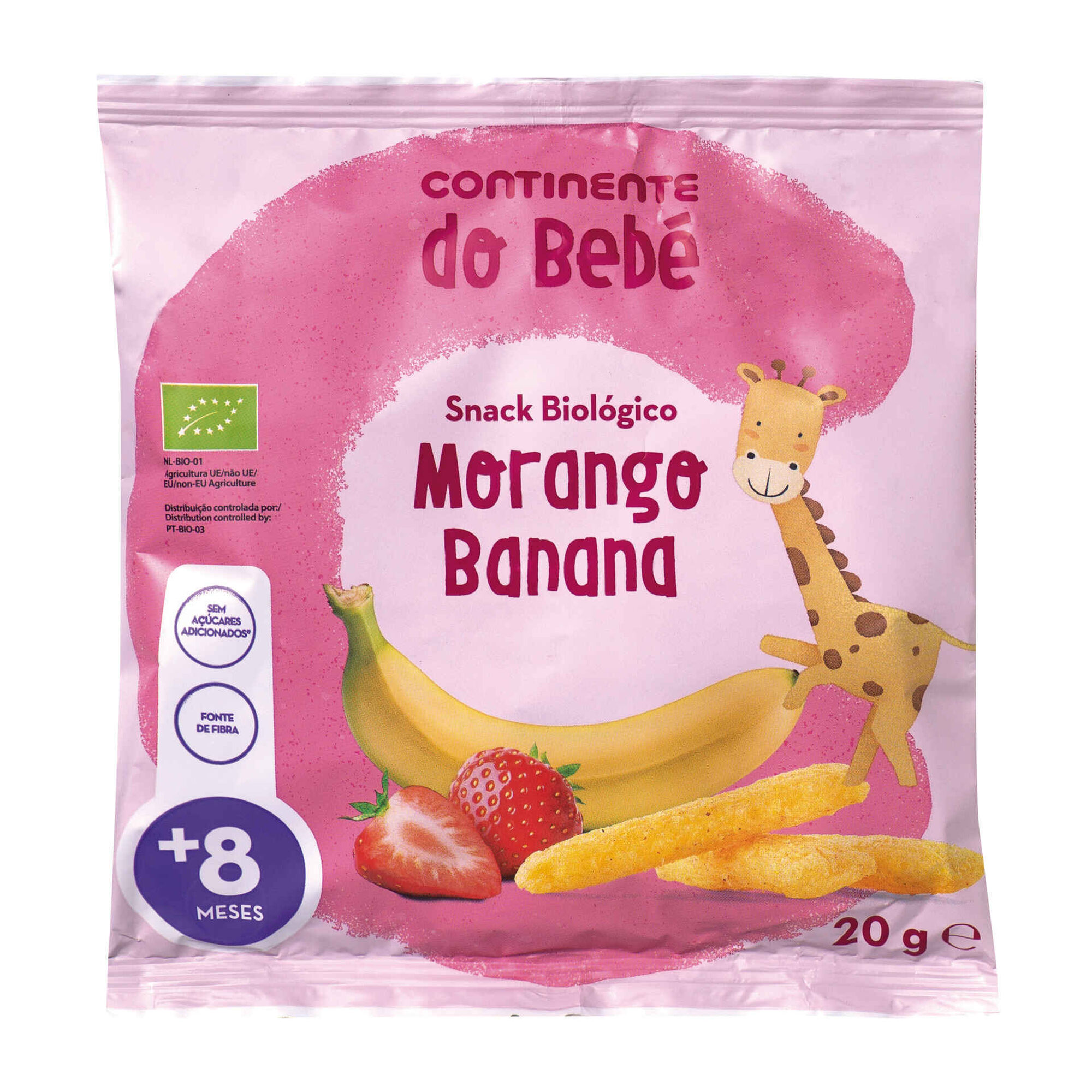 Snack para Bebé Morango e Banana +8M - emb. 20 gr - Continente do Bebé