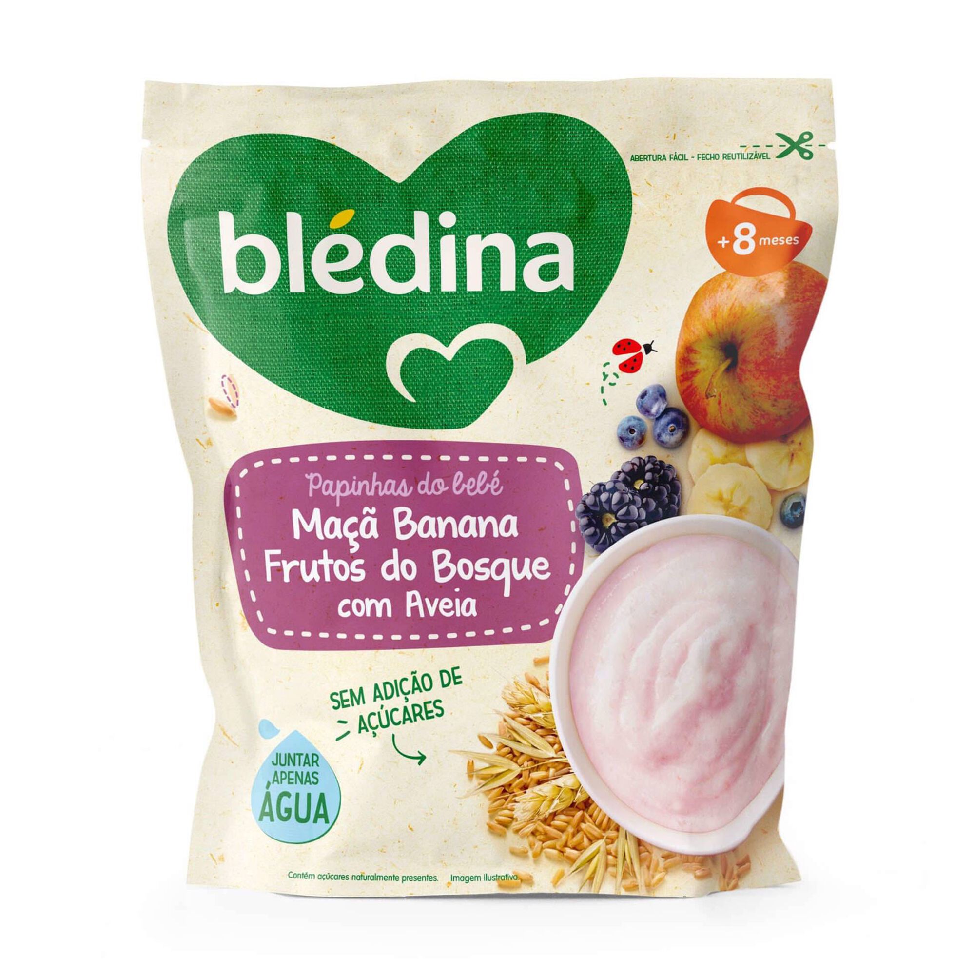 Papa Infantil Láctea Maçã, Frutos do Bosque e Aveia +8M
