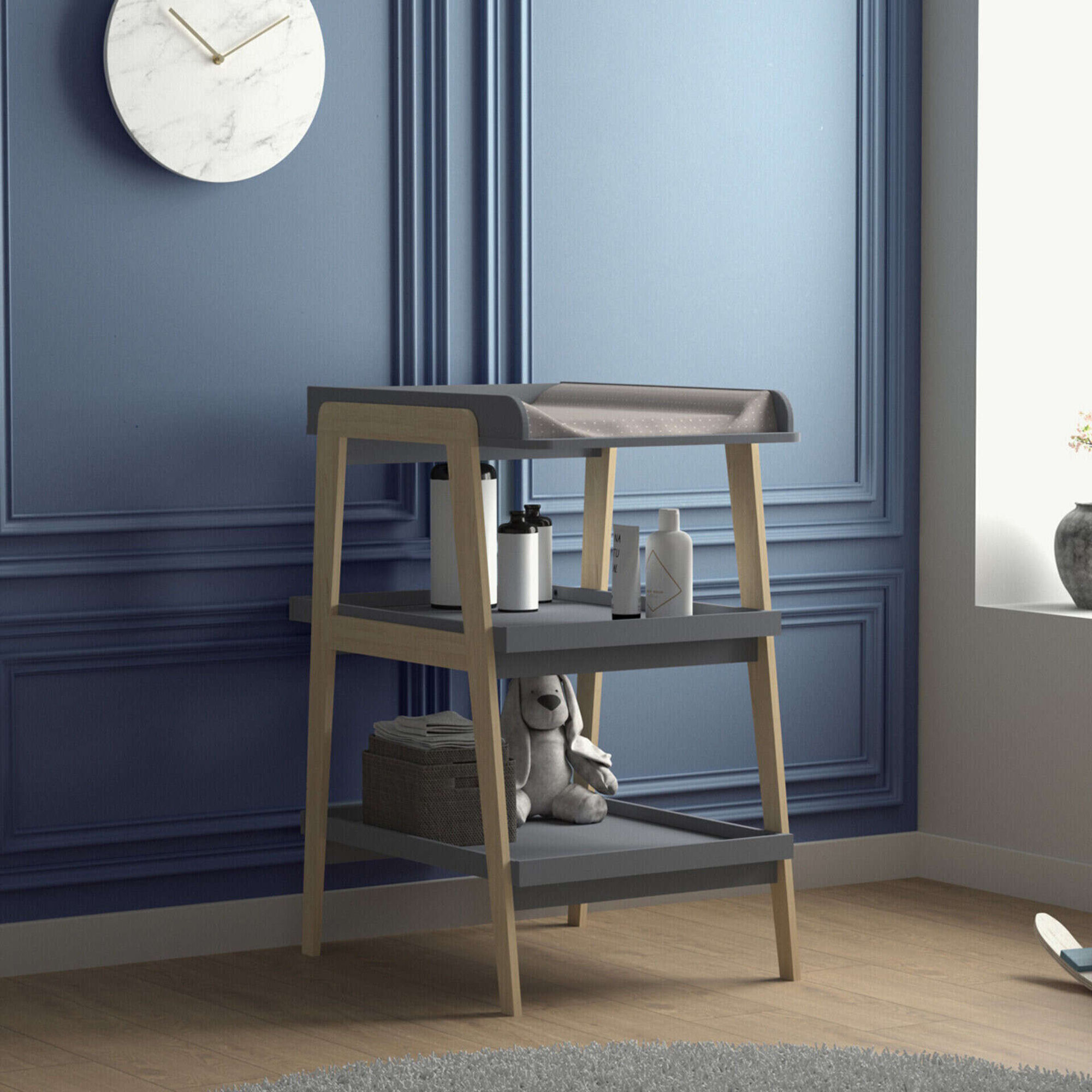 Muda Fraldas Madeira Cinza Tsuga Twinko