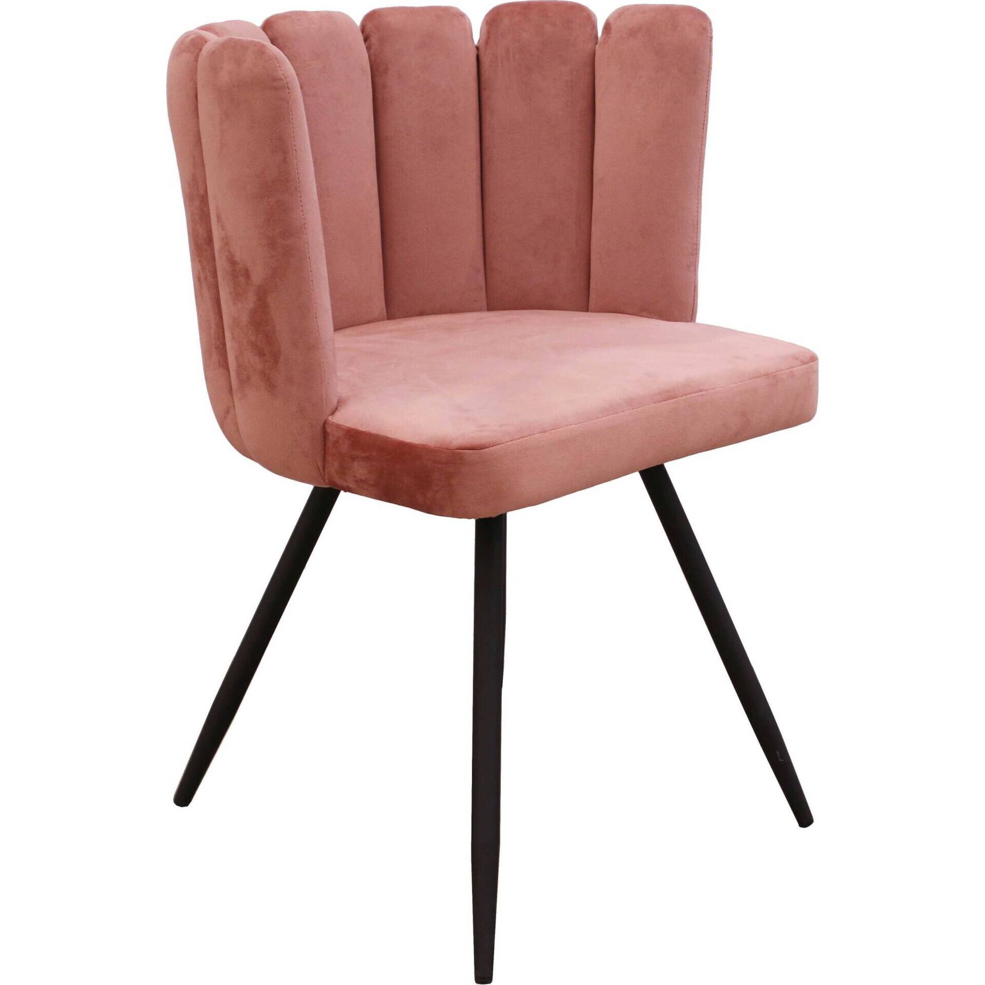 Conjunto de 2 Cadeiras Estofadas Veludo Rosa Ariel