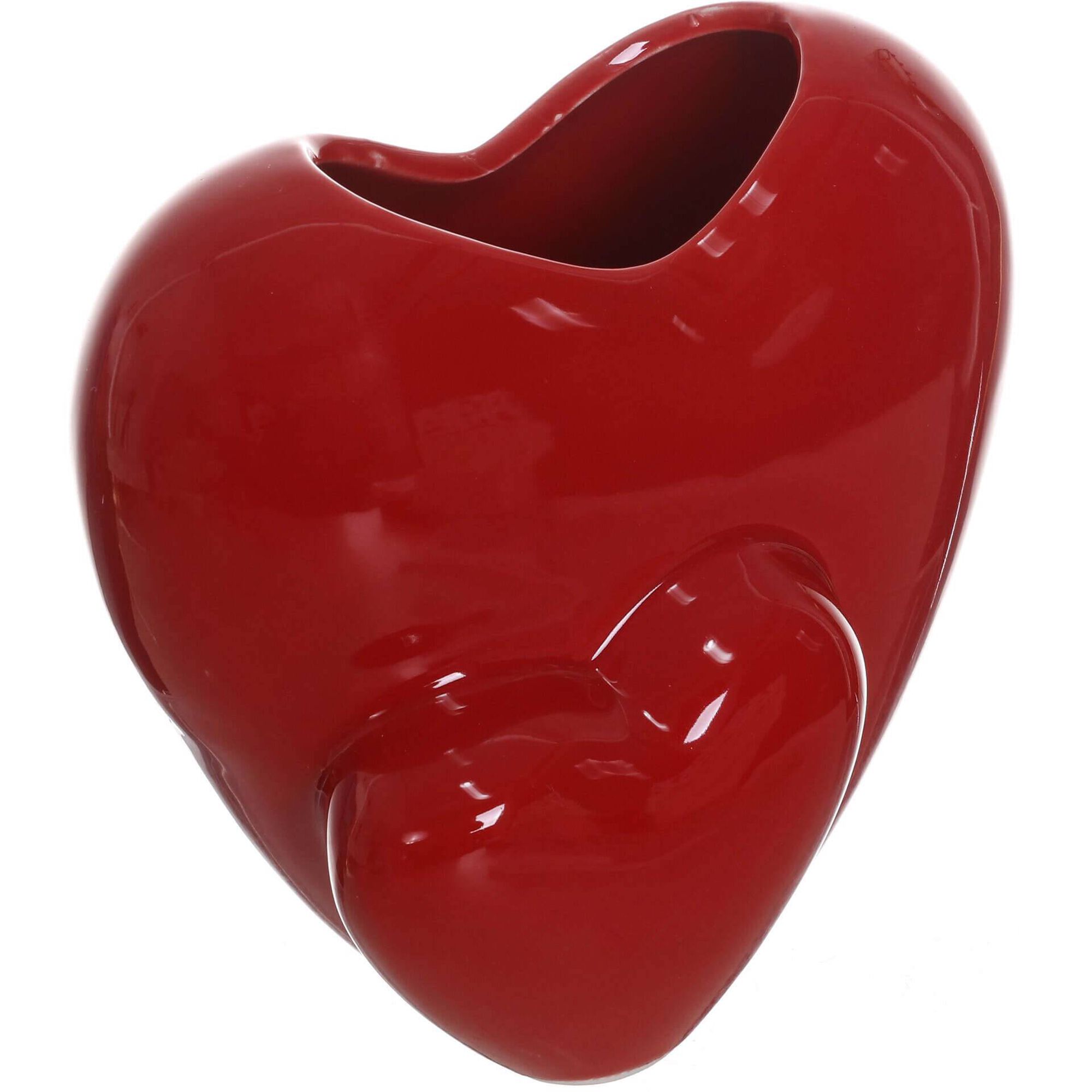 Jarra com 2 Cora&ccedil;&otilde;es Vermelhos Kasa