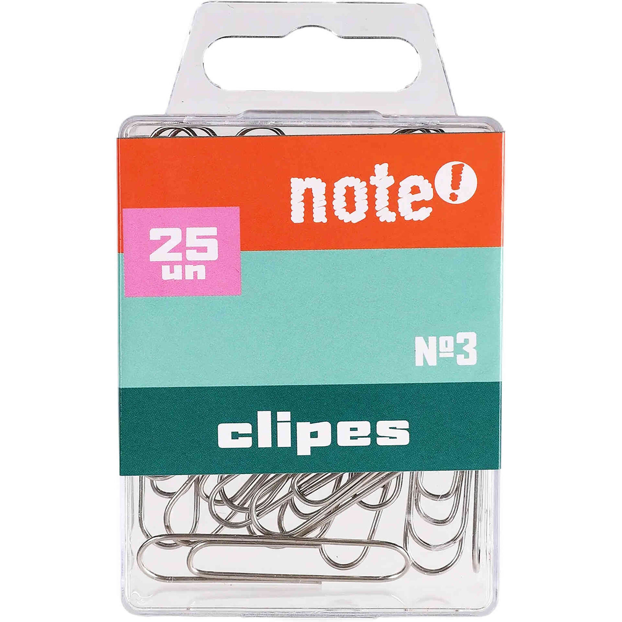 Conjunto 25 Clipes Cromados N&ordm;3 Note!