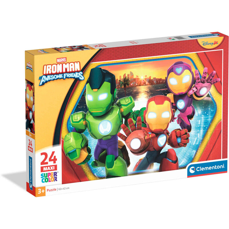 Clementoni - Puzzle Maxi Homem de Ferro e a sua Superequipa 24 peças