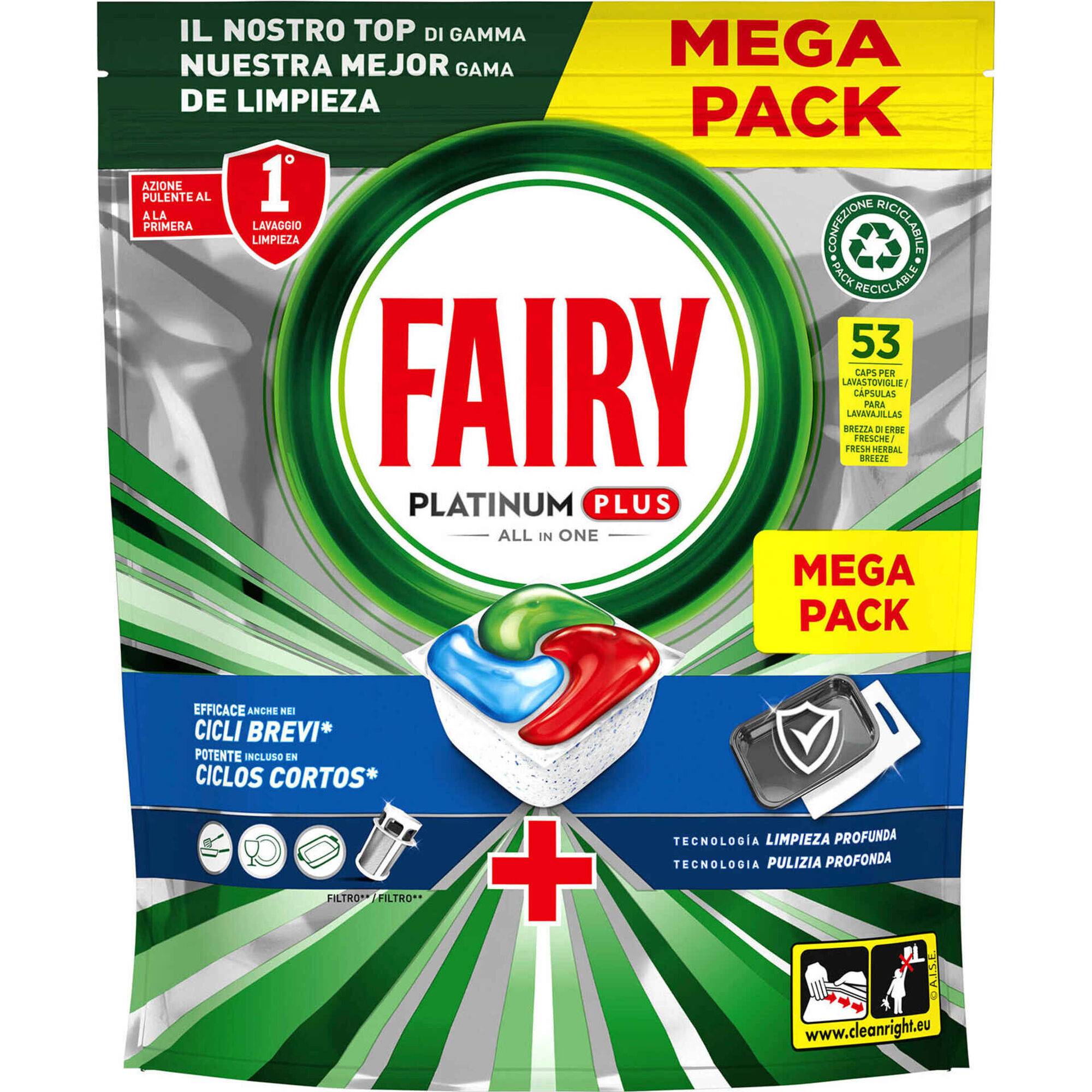 Detergente Máquina Loiça Pastilhas Platinum Plus Tudo em 1