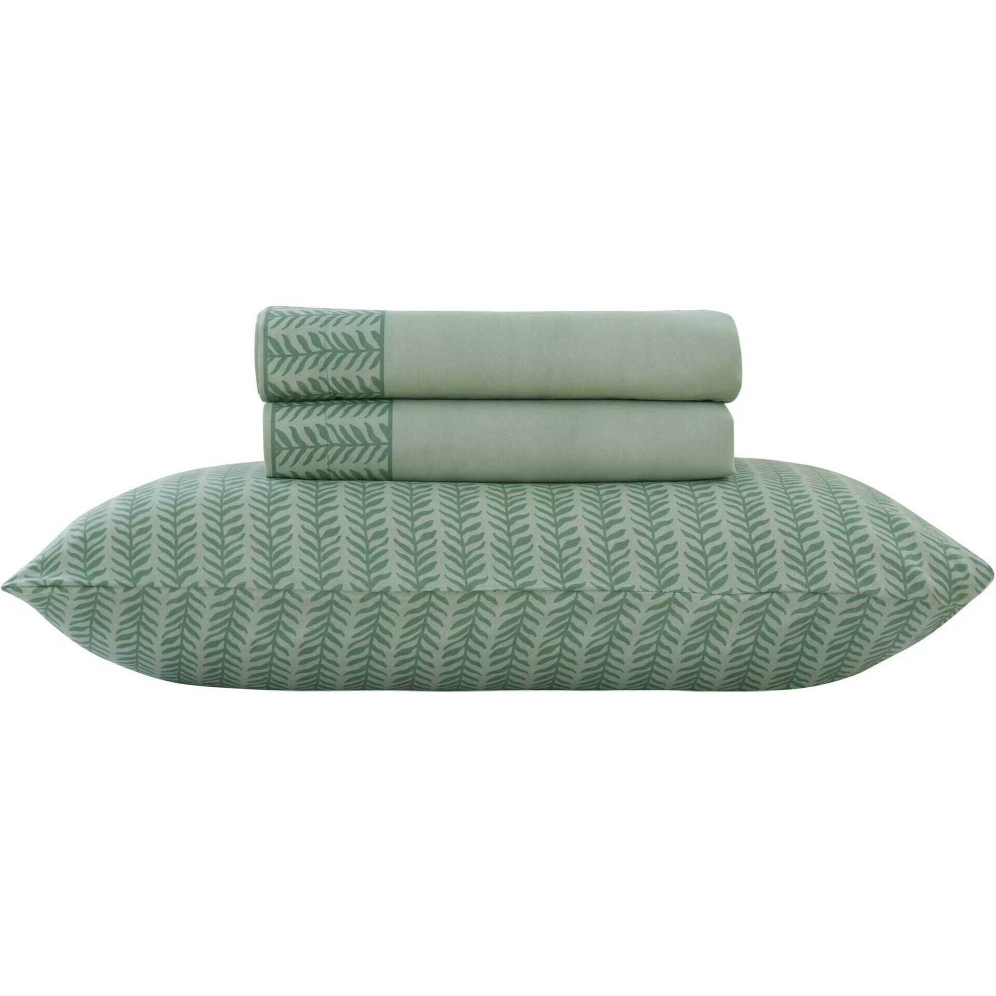 Conjunto Capa de Edred&atilde;o e Fronhas 260x240cm Microfibra Verde Jardim Secreto Kasa