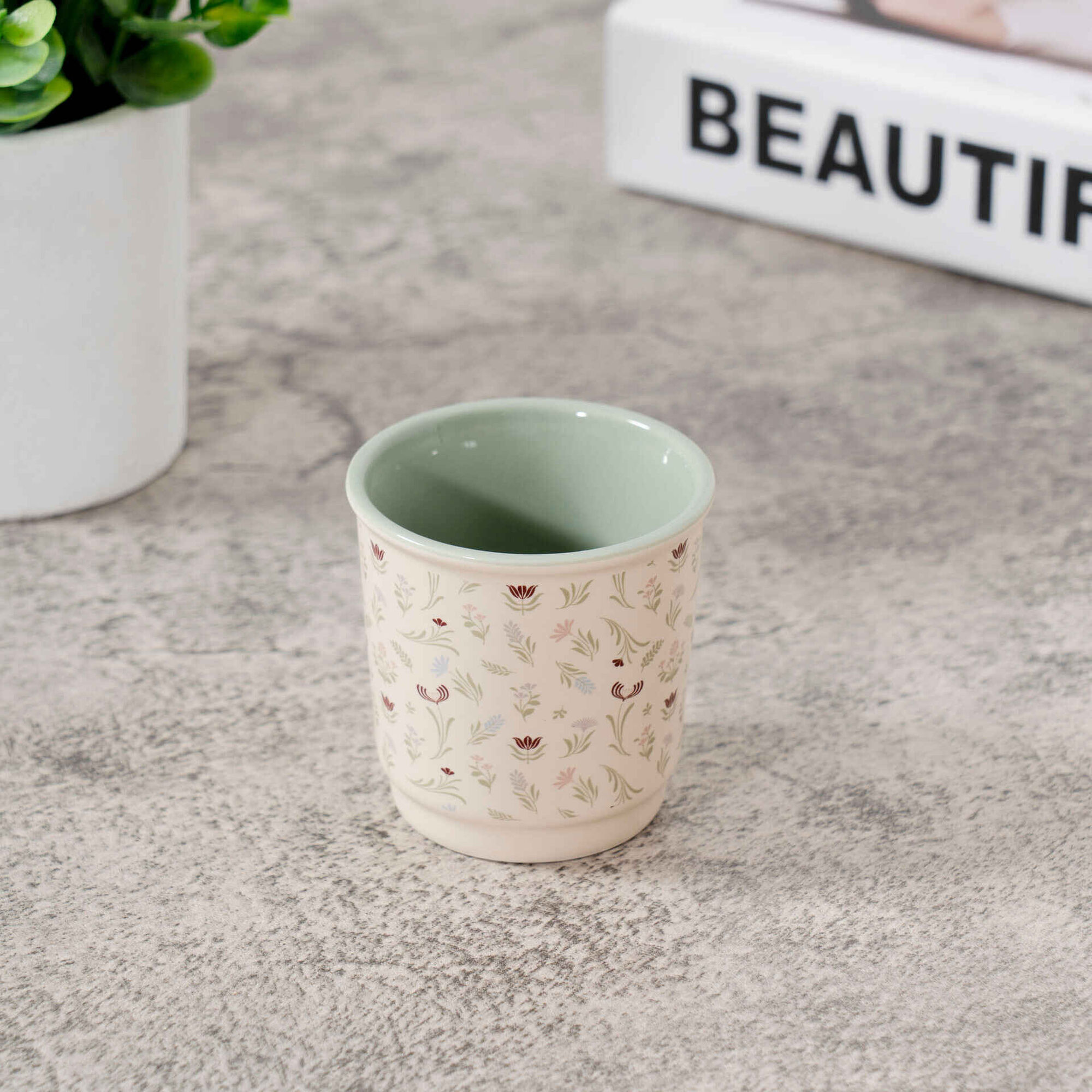 Copo Café 80ml Verde Flores