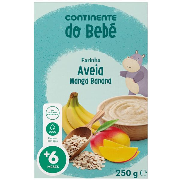 Papa Infantil Farinha Láctea Aveia, Banana e Manga +6M Continente do Bebé