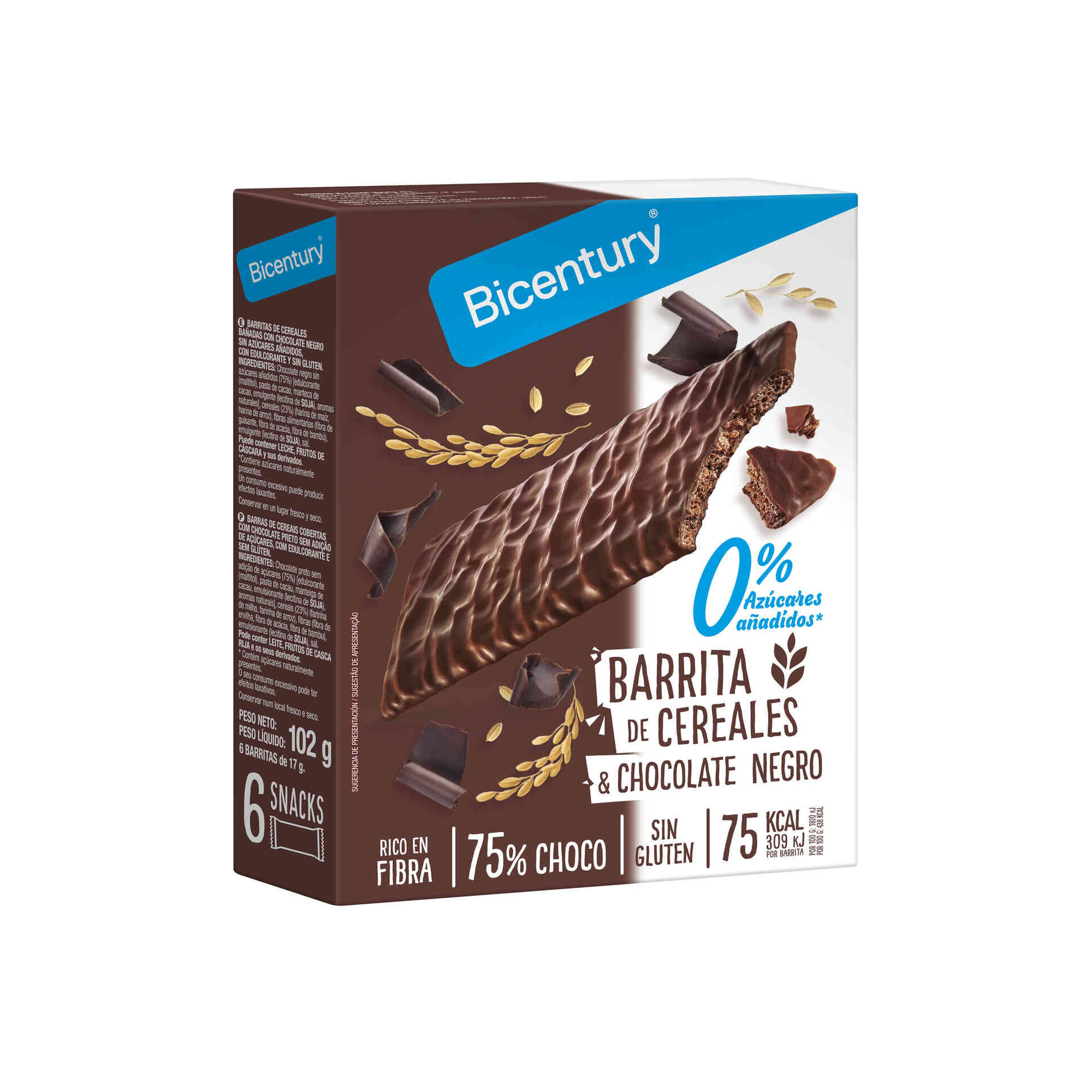 Barras de Cereais Chocolate Negro Sarialis sem Gl&uacute;ten Bicentury
