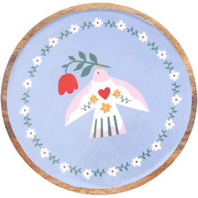 Tabuleiro Redondo 30cm Azul Andorinha Casa em Flor Kasa