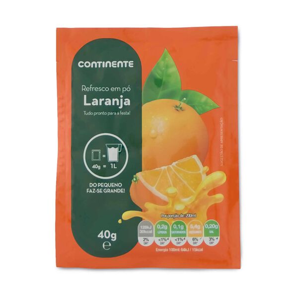 Refresco em Pó Laranja Continente