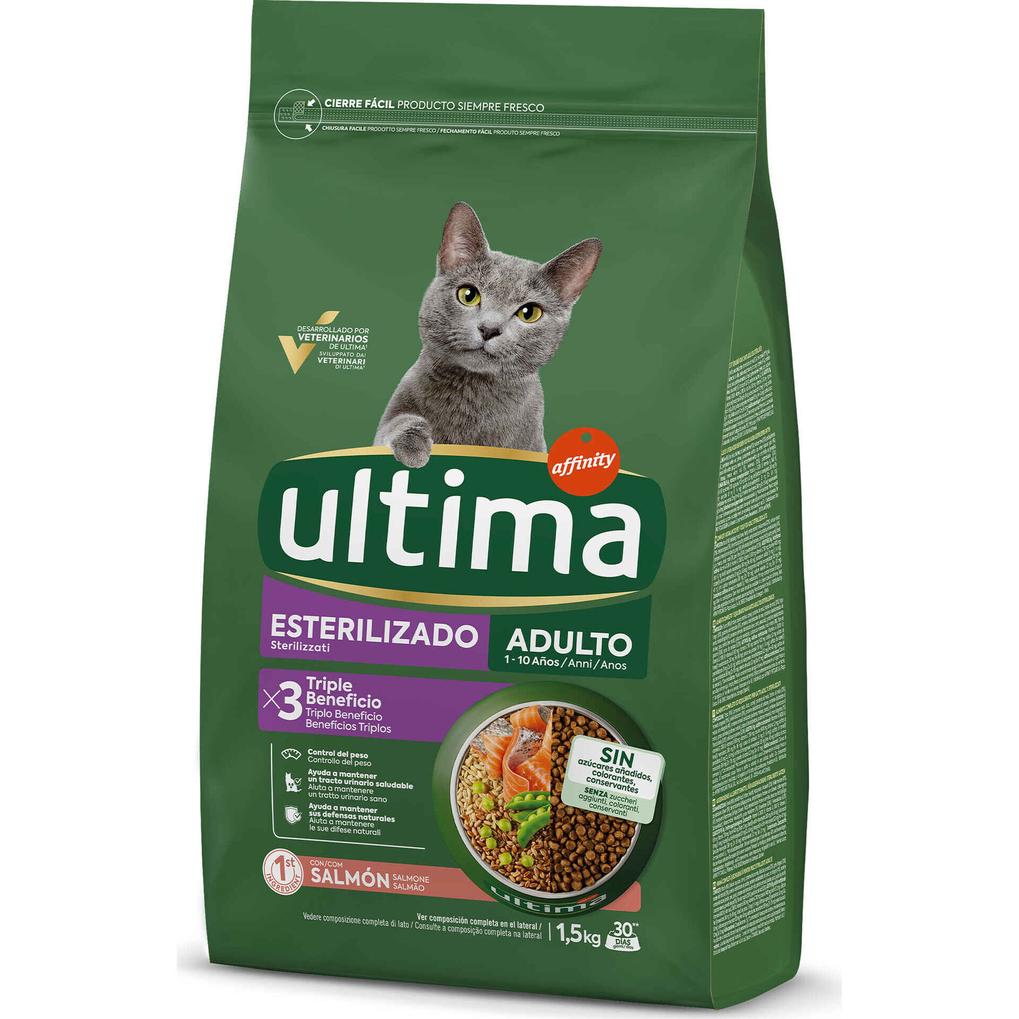 Ra&ccedil;&atilde;o para Gato Adulto Esterilizado Salm&atilde;o Affinity Ultima