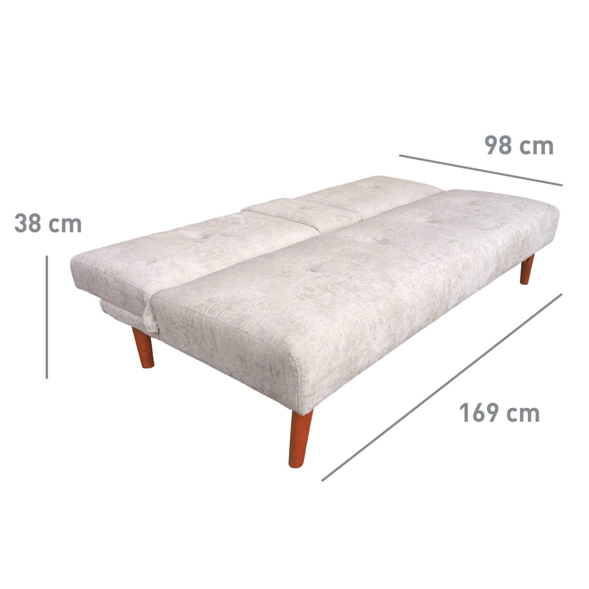 Sof&aacute; Cama Click-Clack com Suporte Bebidas Bege Kasa
