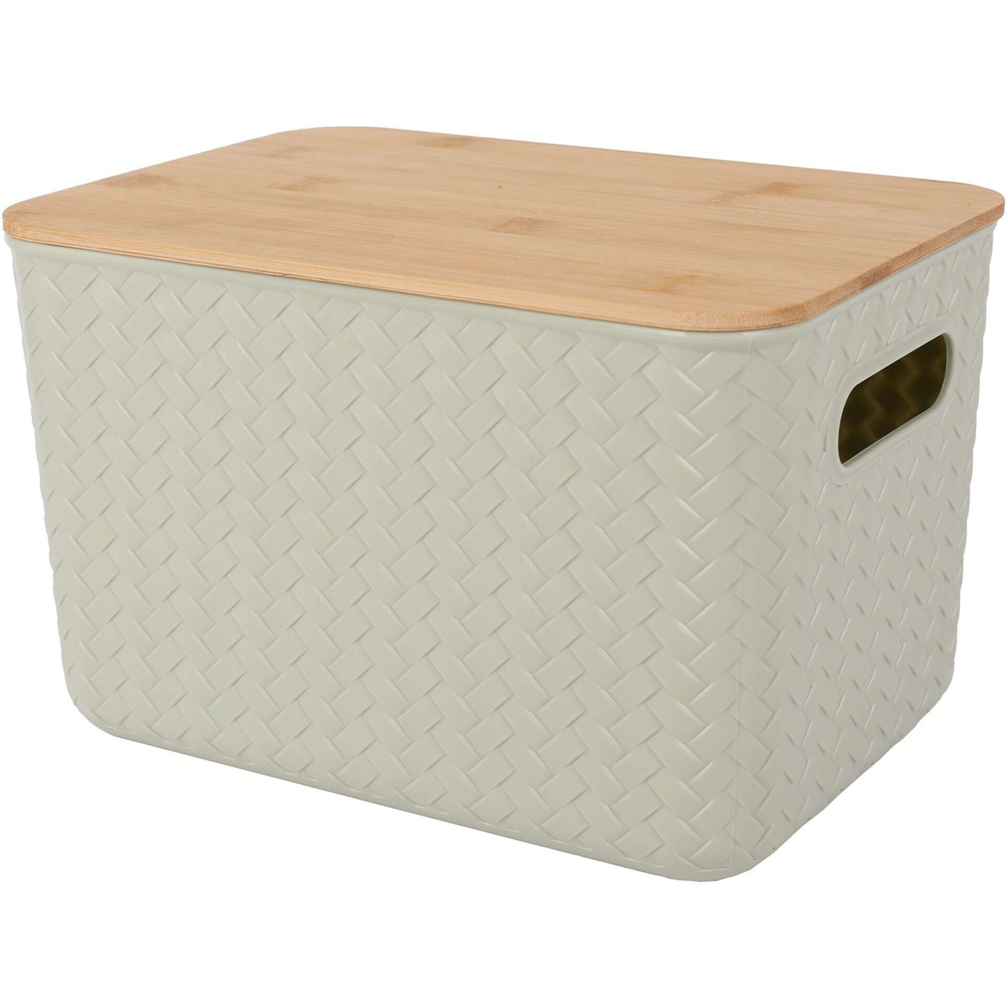 Caixa Entran&ccedil;ada Verde com Tampa Bambu Kasa