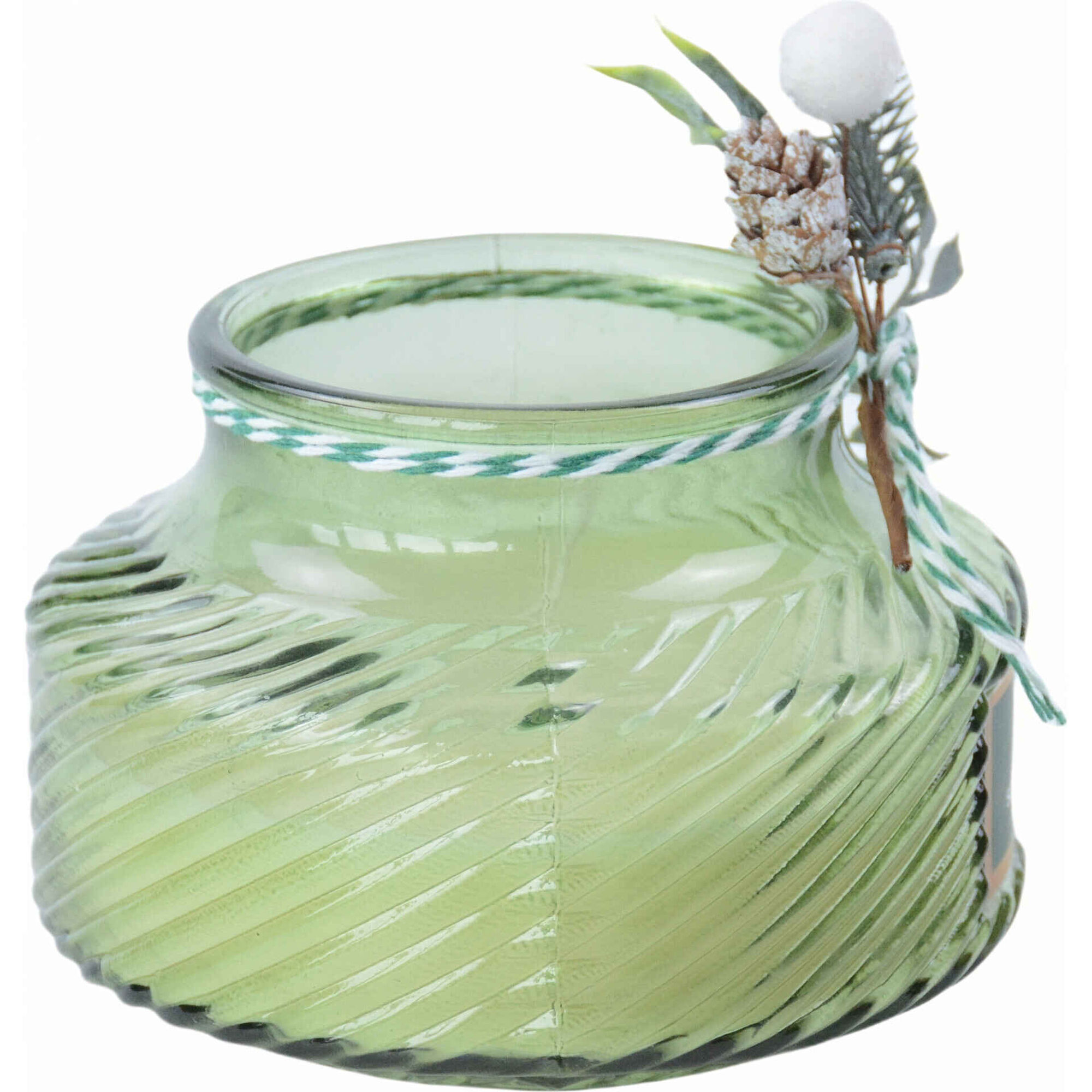Vela em Copo Grande 370g Verde com Azevinho