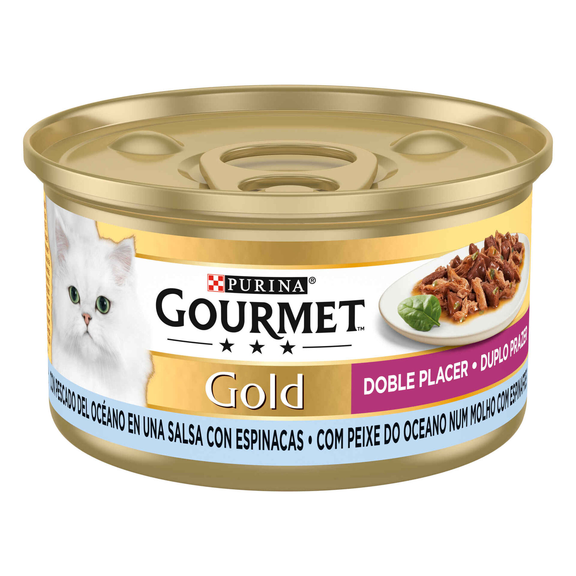 Comida Húmida para Gato Adulto Duplo Prazer Peixe do Oceano num Molho Espinafres Comida Húmida para Gato Adulto Duplo Prazer Peixe do Oceano num Molho Espinafres